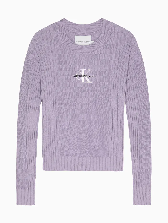 Girls 4-7 Monogram Rib Sweater | Calvin Klein