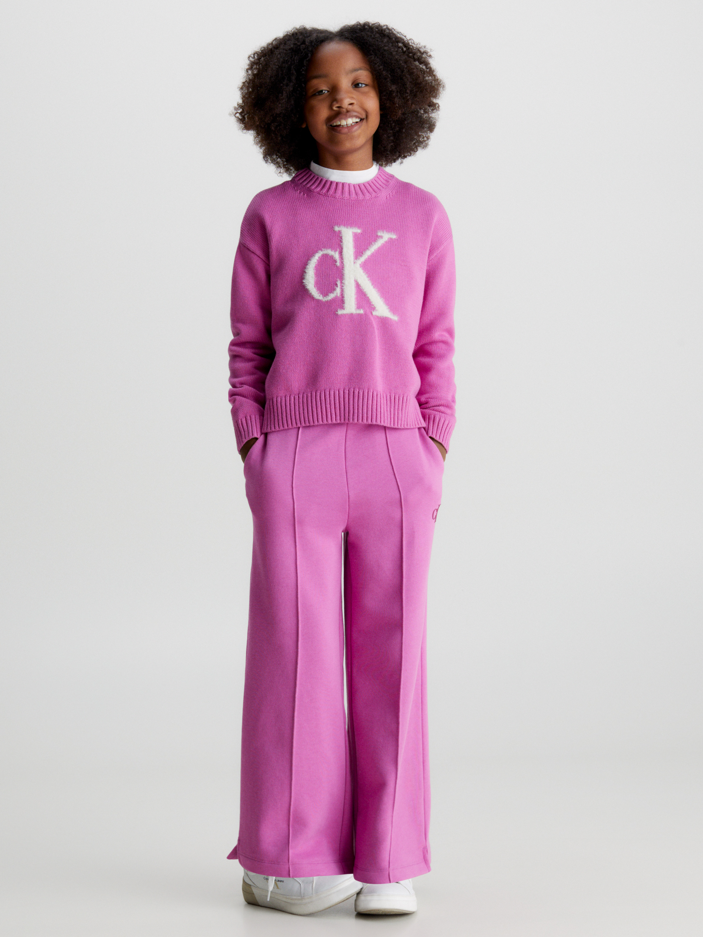 Girls 4 7 Fluffy Logo Jumper Calvin Klein