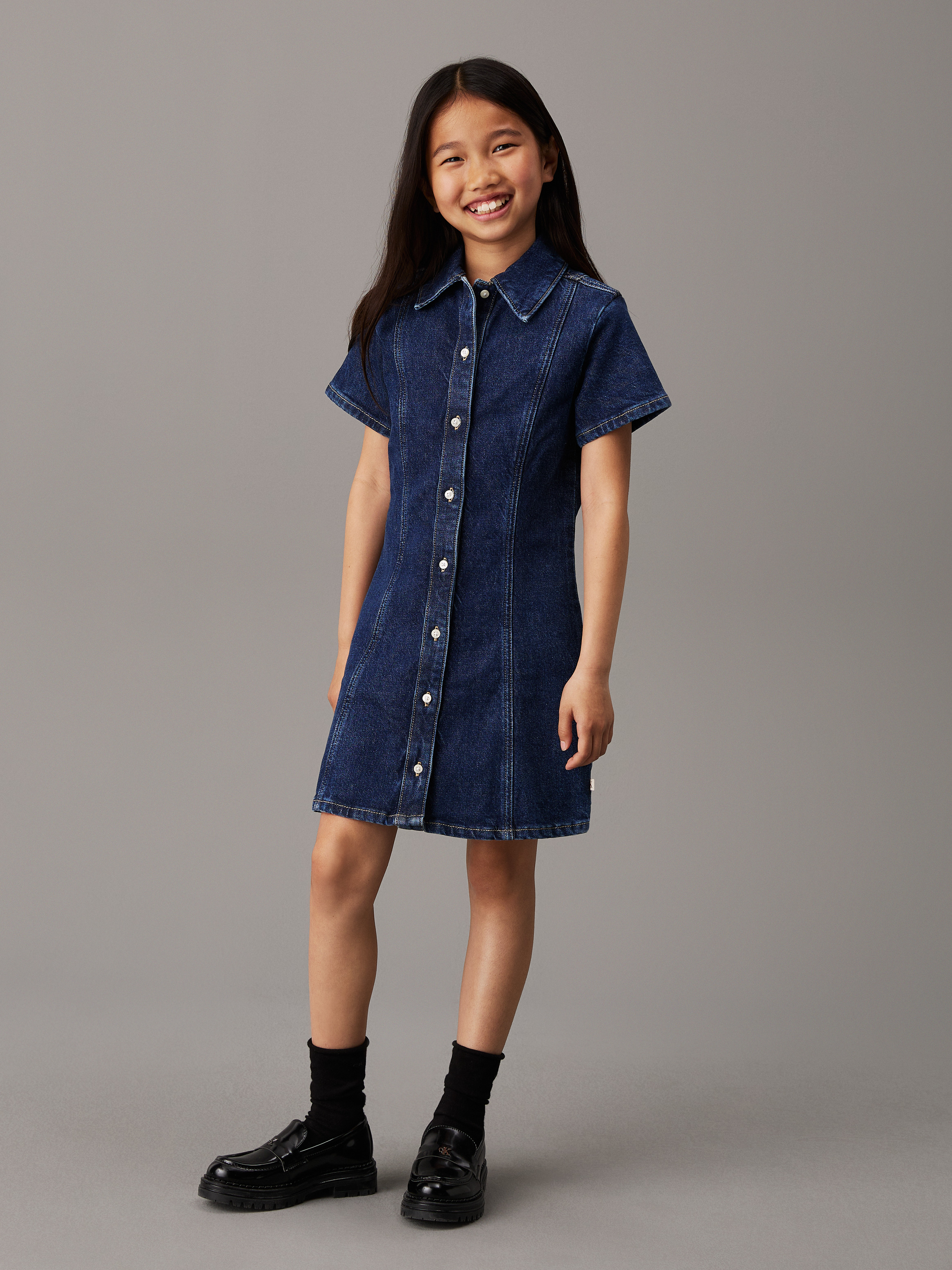 Girls Denim A-Line Dress