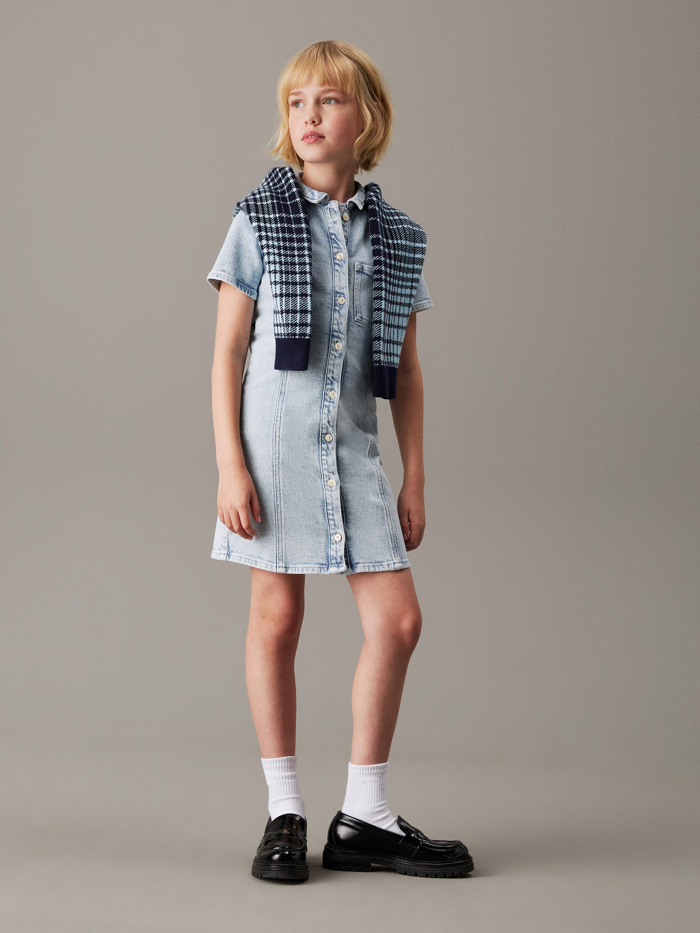 Girls Slim Denim A-line Dress