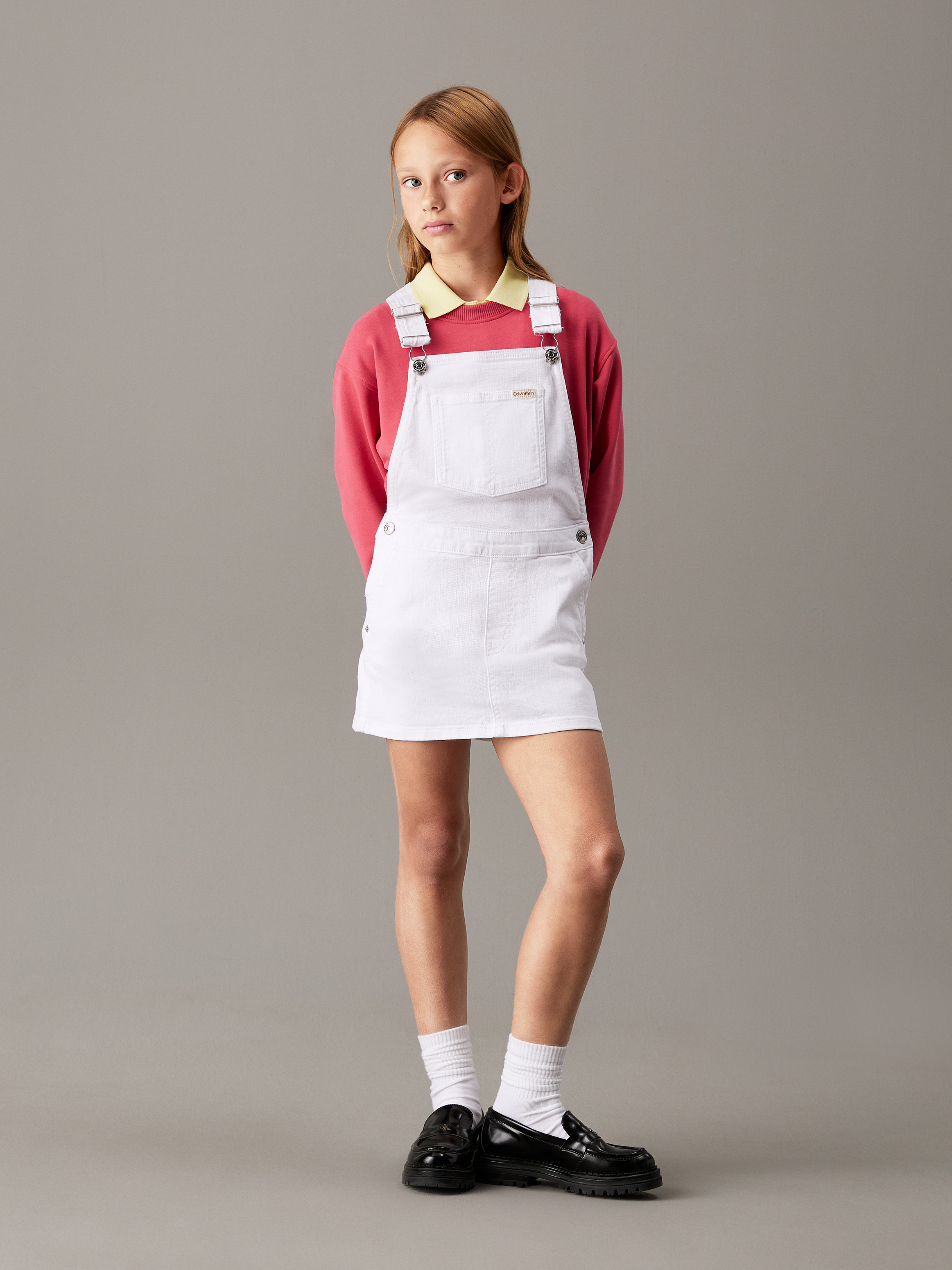 Girls Slim Denim Dungaree Dress