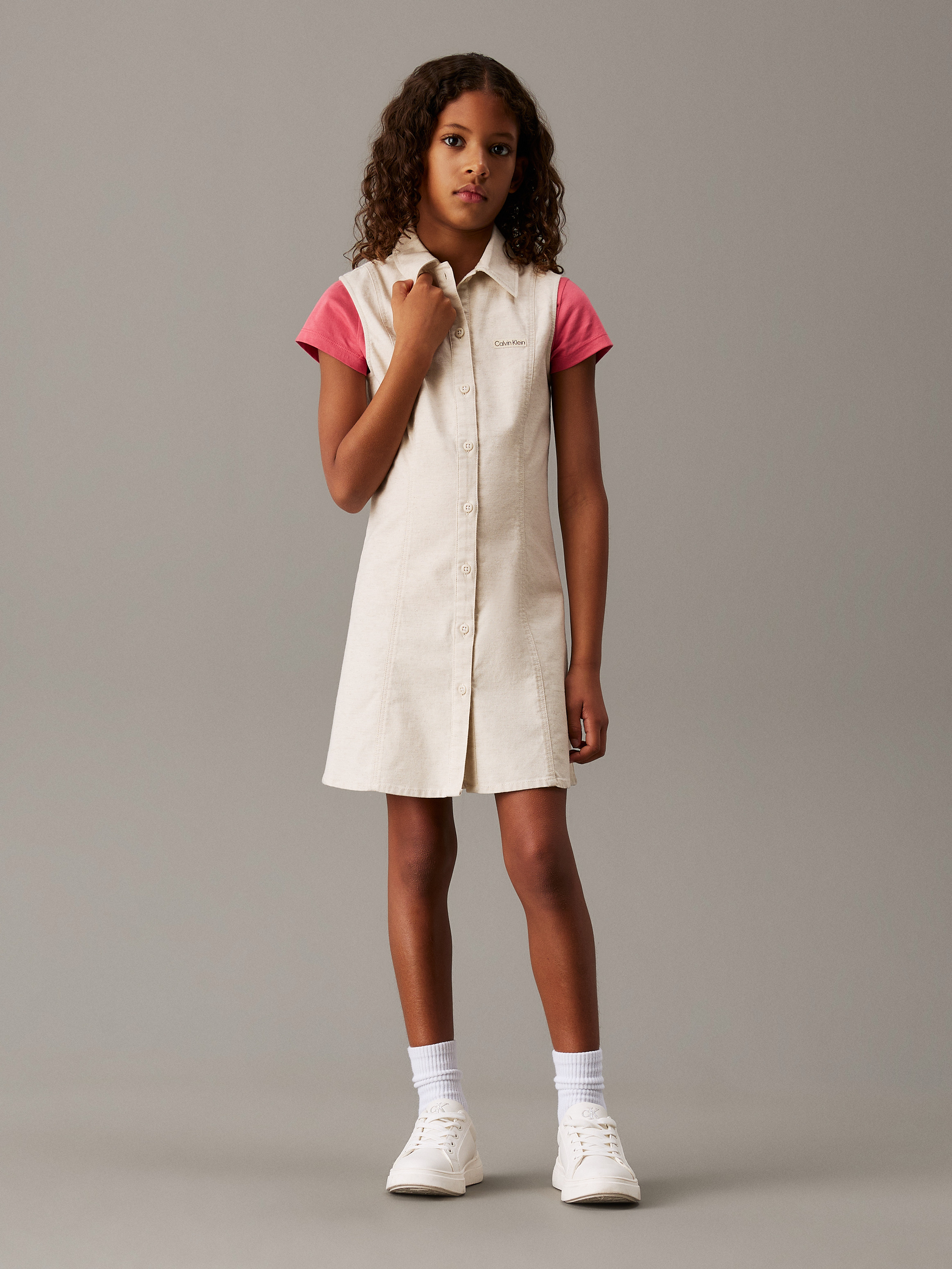 Girls Relaxed Sleeveless Shirt Dress