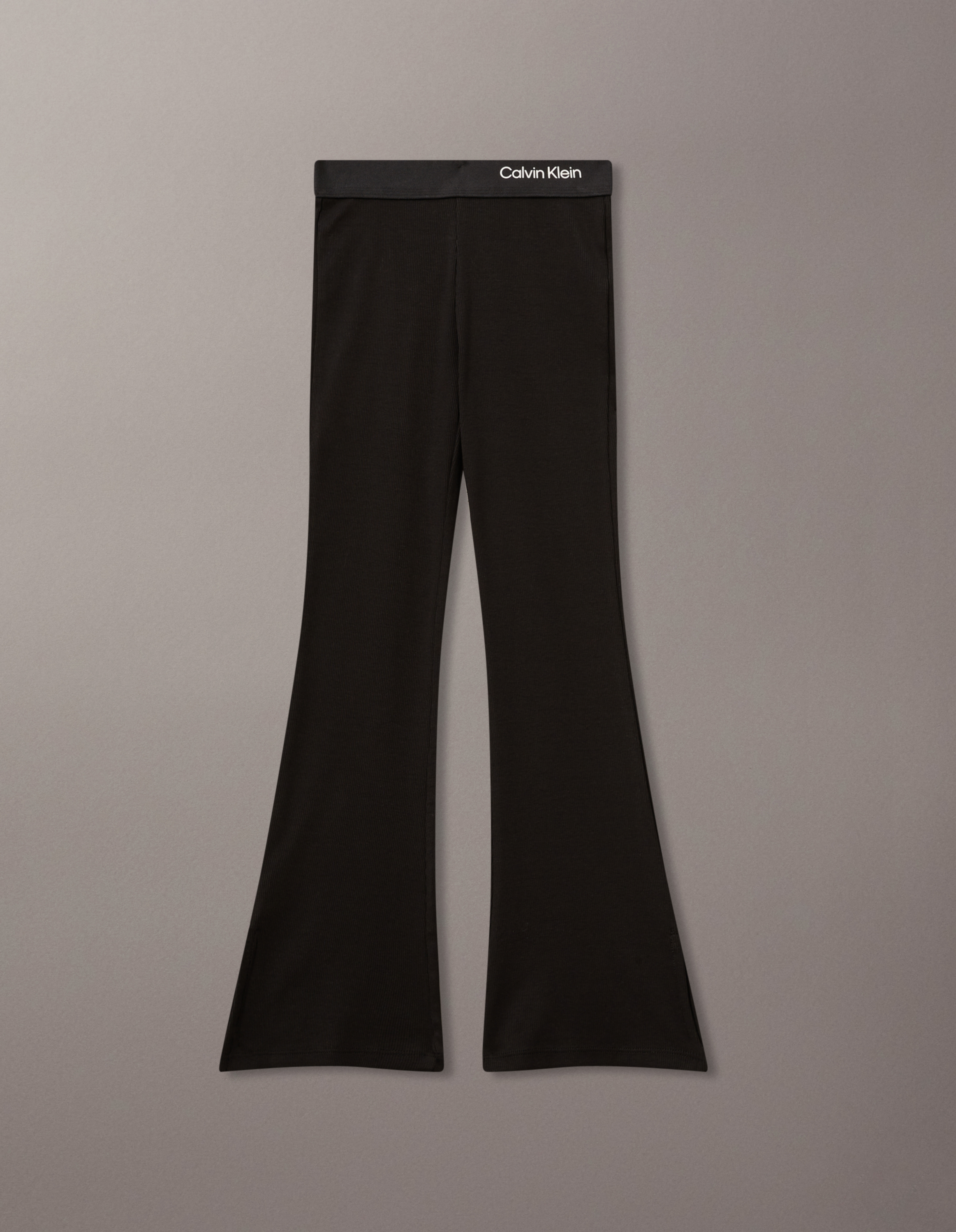Girls Flared Ribbed Logo Pants