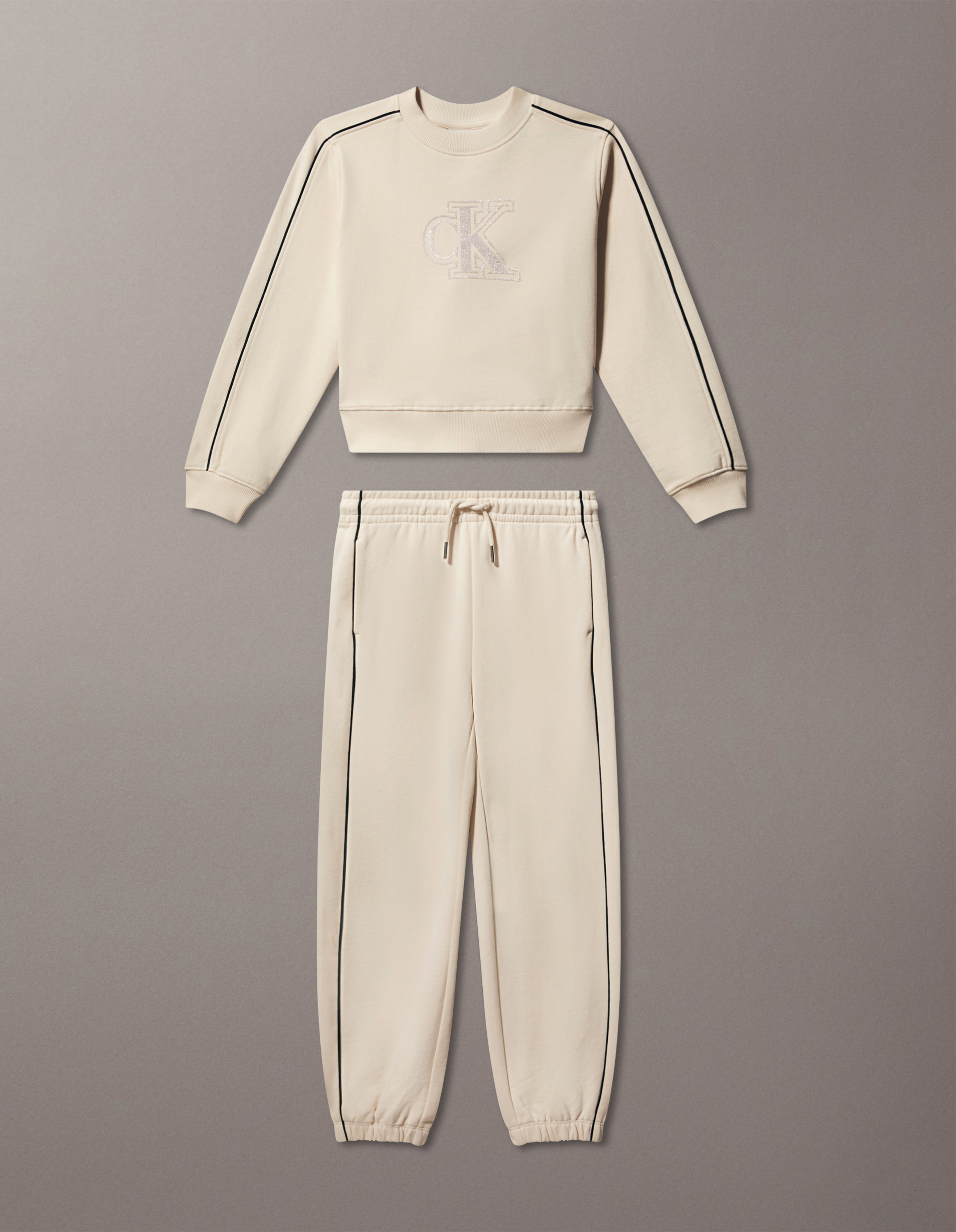 Girls Relaxed Piping Sweatshirt and Jogger Set