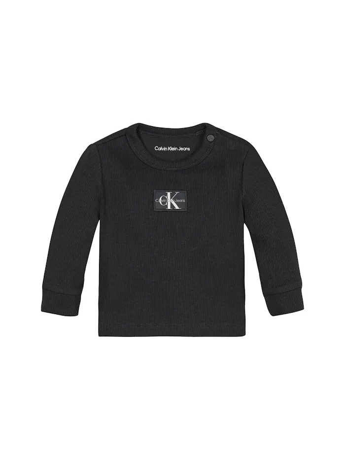 Baby Monogram Rib Long Sleeve T-Shirt | Calvin Klein