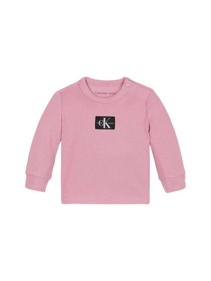 Baby Monogram Rib Long Sleeve T-Shirt | Calvin Klein