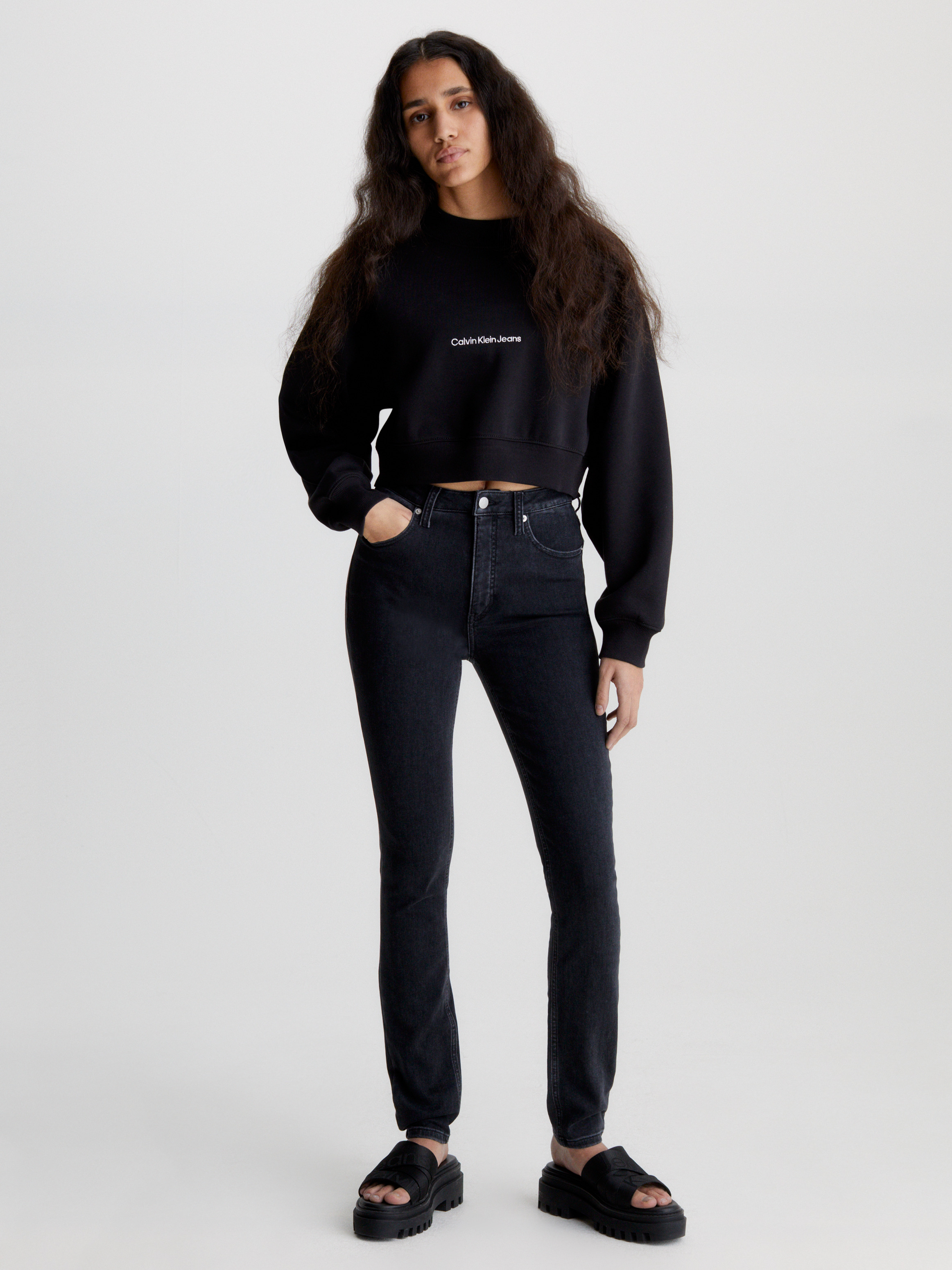 Calvin Klein Girls High Waisted Black Jeans High Rise Skinny Jeans
