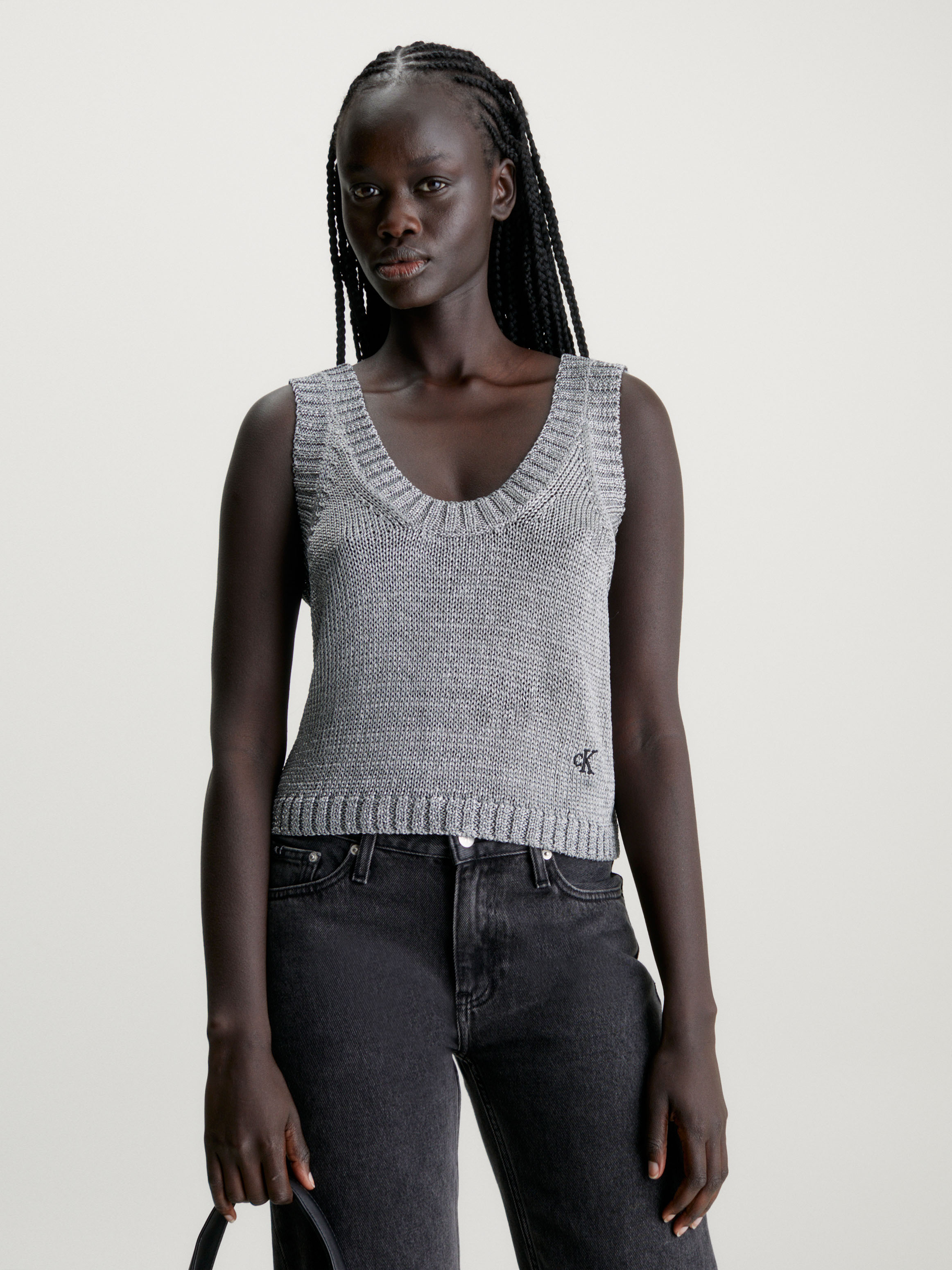 Metallic Knit Tank Top Calvin Klein