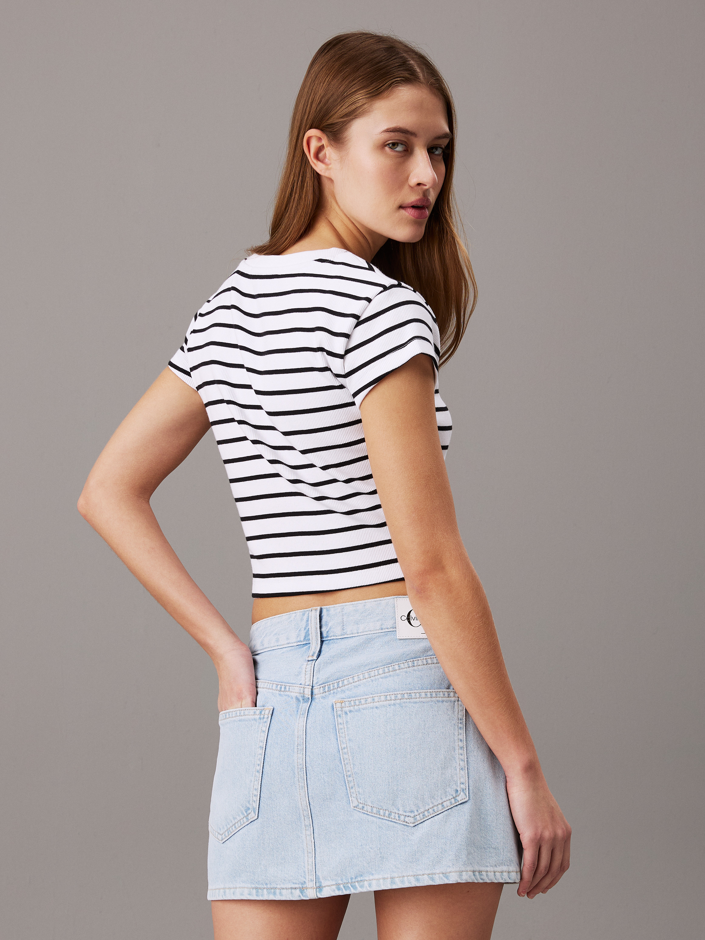 Ribbed Monogram Logo T-Shirt | Calvin Klein