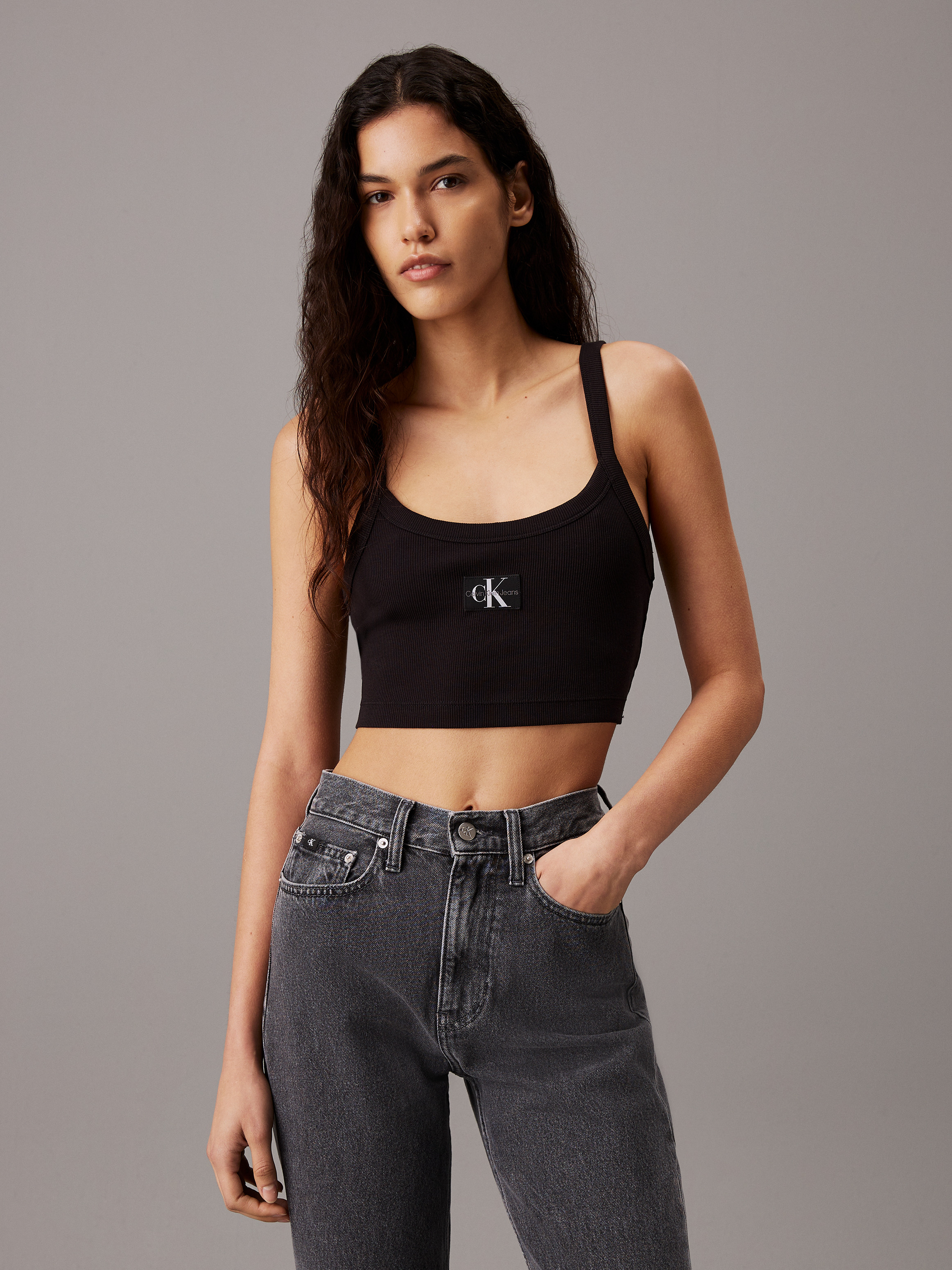 Ribbed Monogram Logo Bralette Calvin Klein