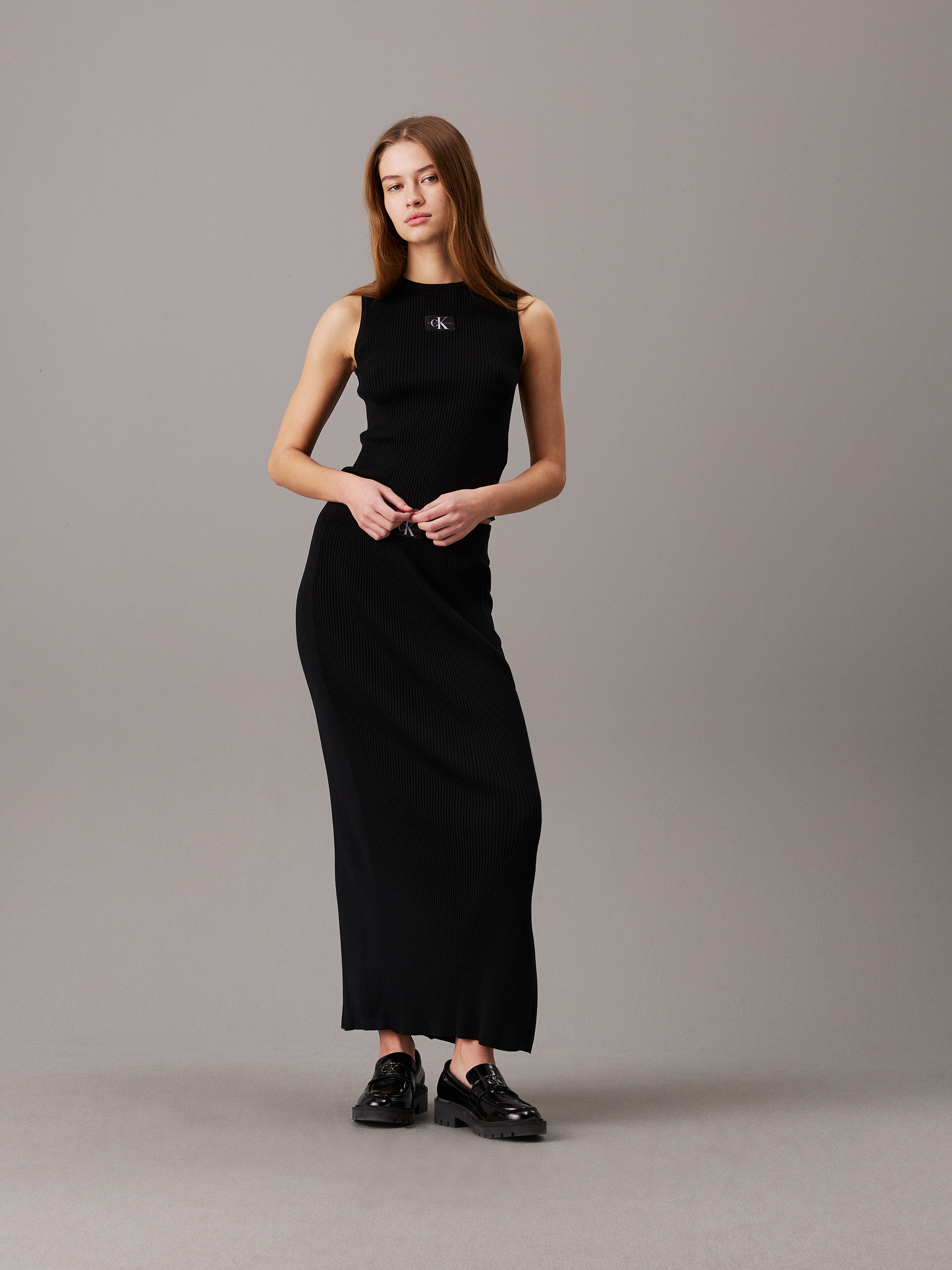 Ribbed Monogram Logo Sweater Maxi Skirt | Calvin Klein