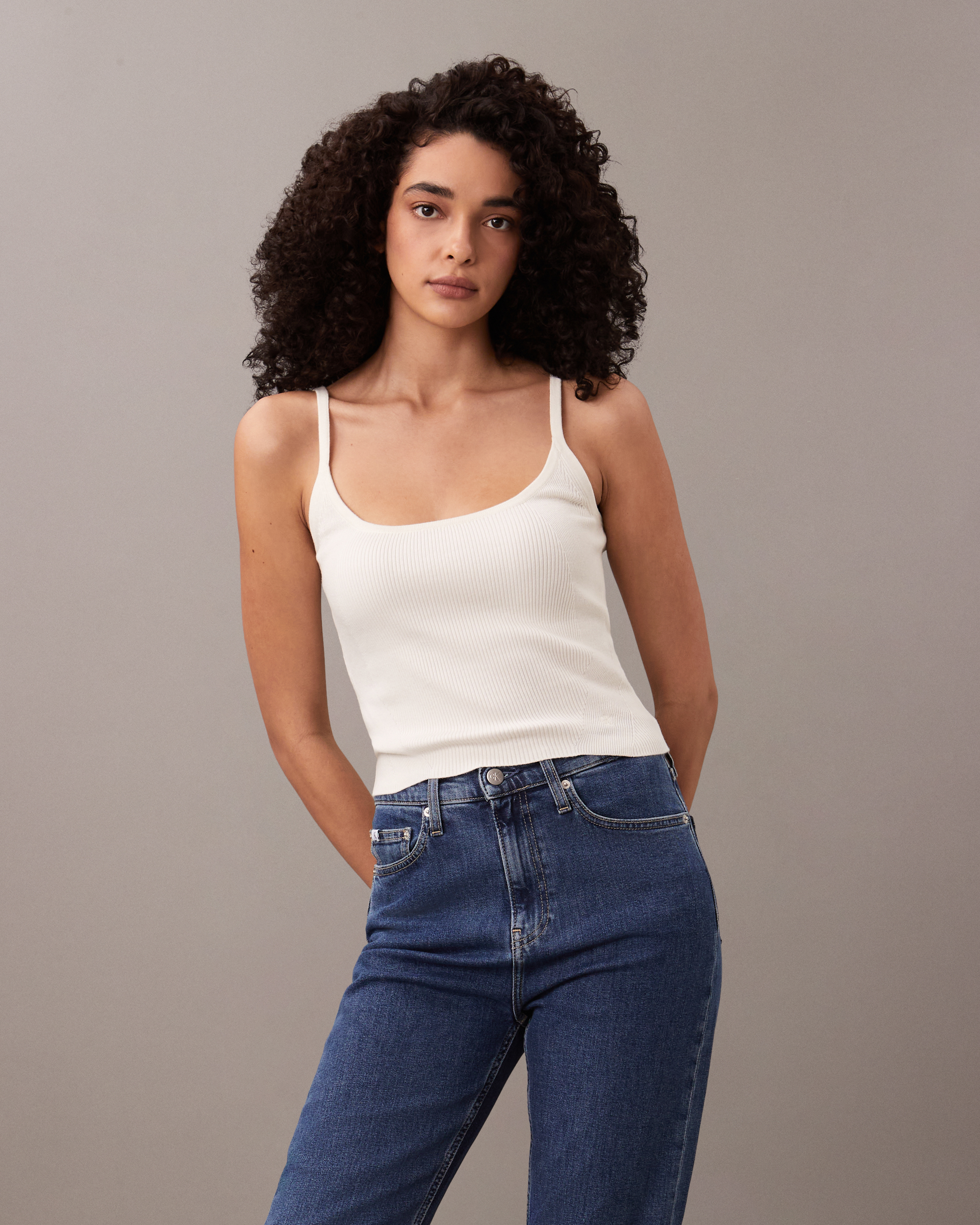 トップス Ribbed Jersey Tank Slim Ribbed Jersey Tank Top | Calvin Klein