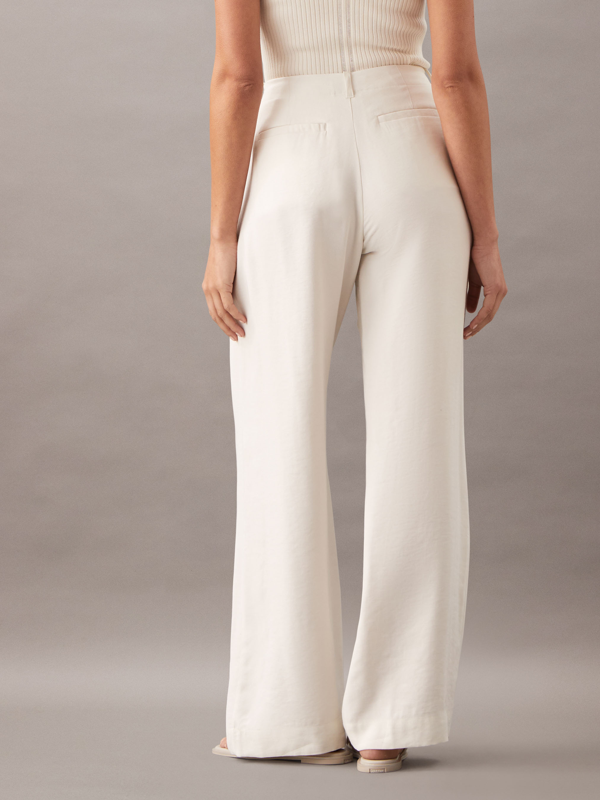 パンツ o Biani Relaxed Fit White Cotton Wide Trousers Women's Cotton Twill Wide-Leg Pants | Brooks Brothers