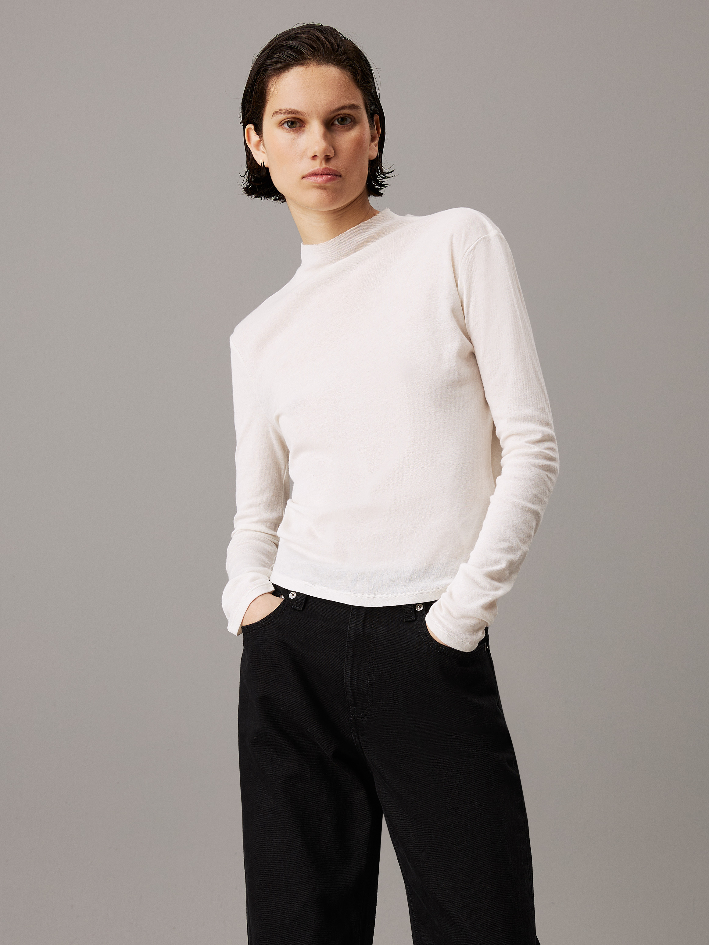 Sheer Knit Long Sleeve Top | Calvin Klein