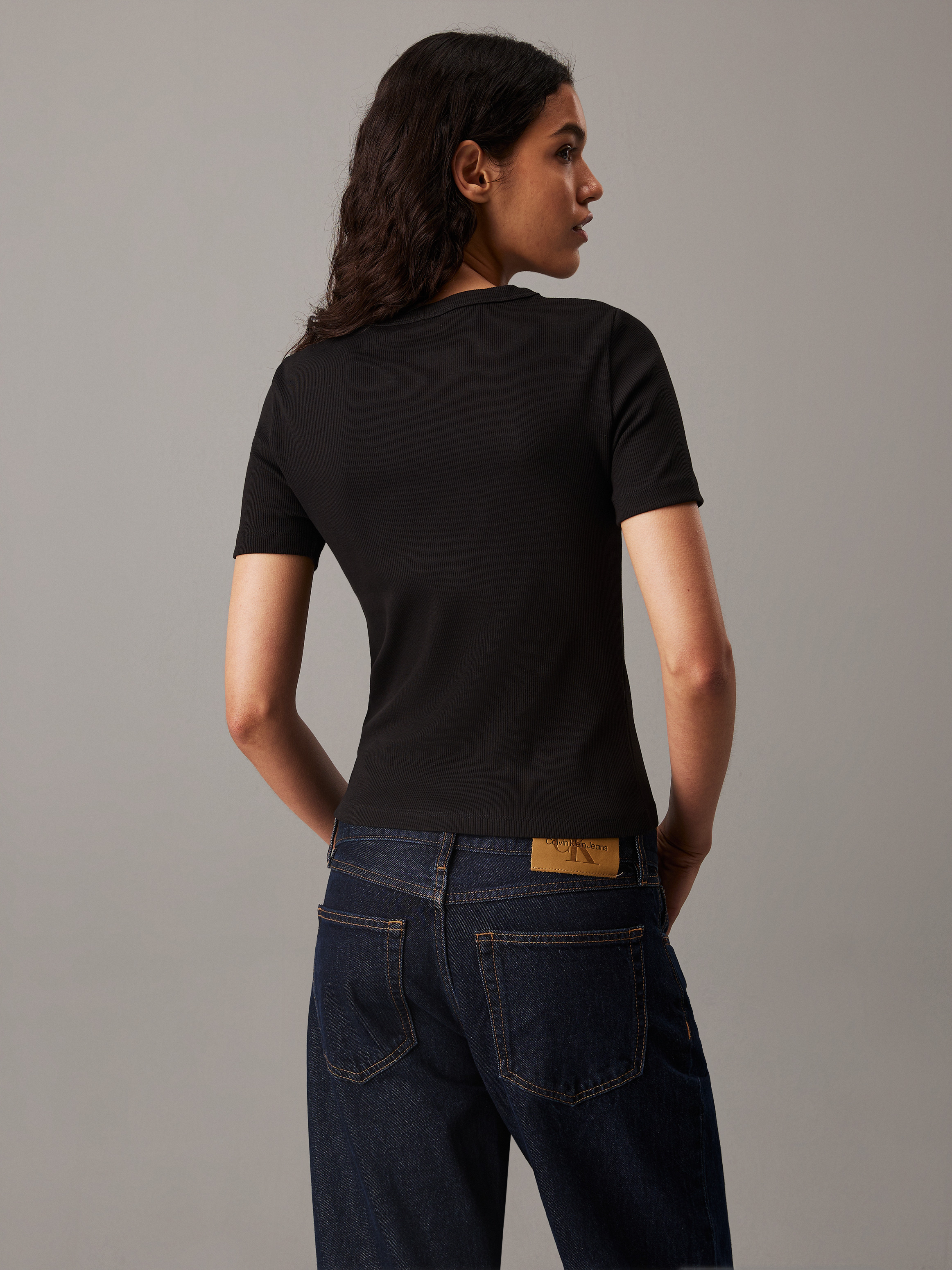Slim Ribbed Cotton T-Shirt | Calvin Klein