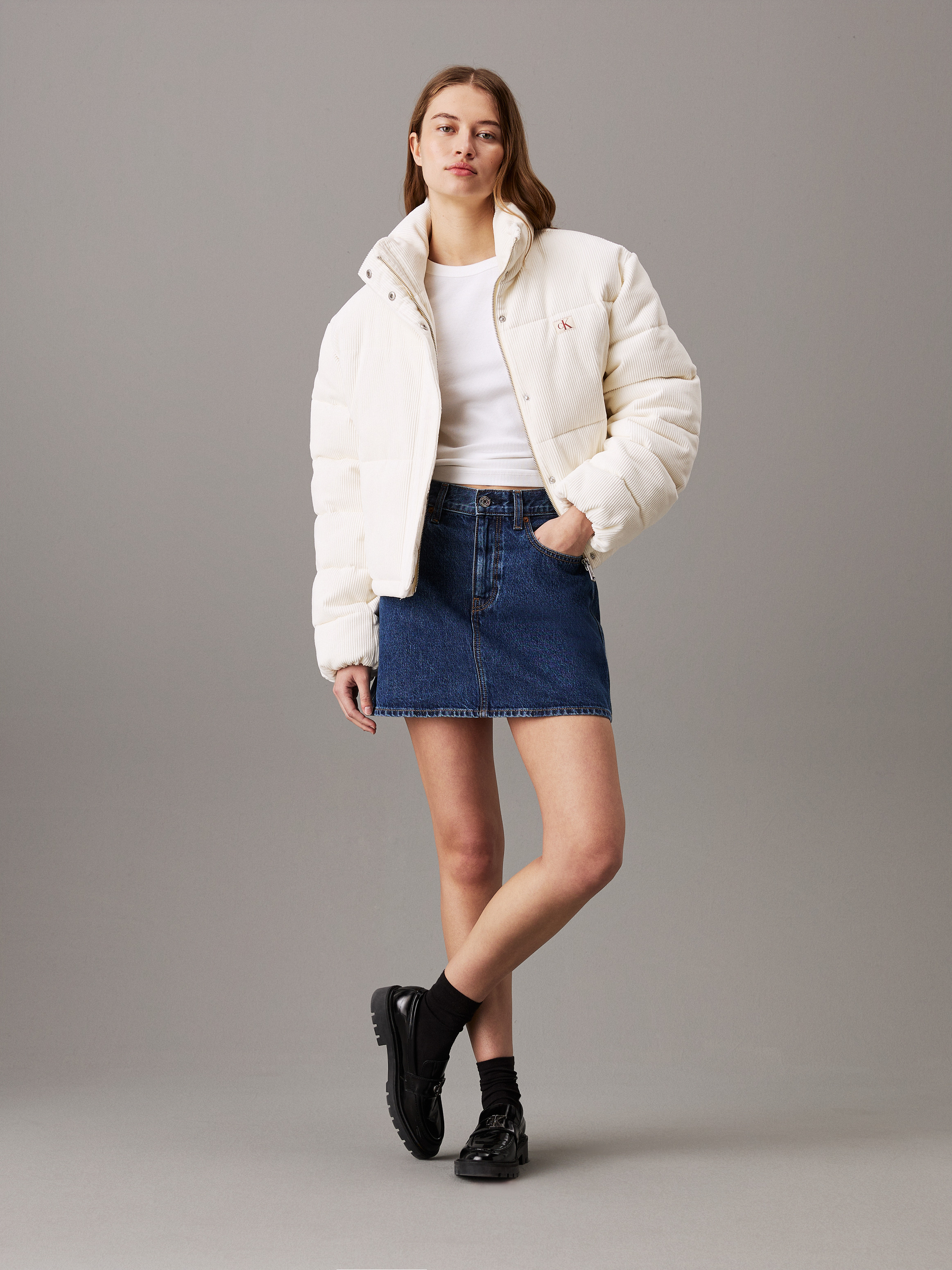 eaphi CORDUROY PUFFY JACKET　ivory 　Short CORDUROY PUFFY JACKET / ivory , beige / short , 2 2024AW