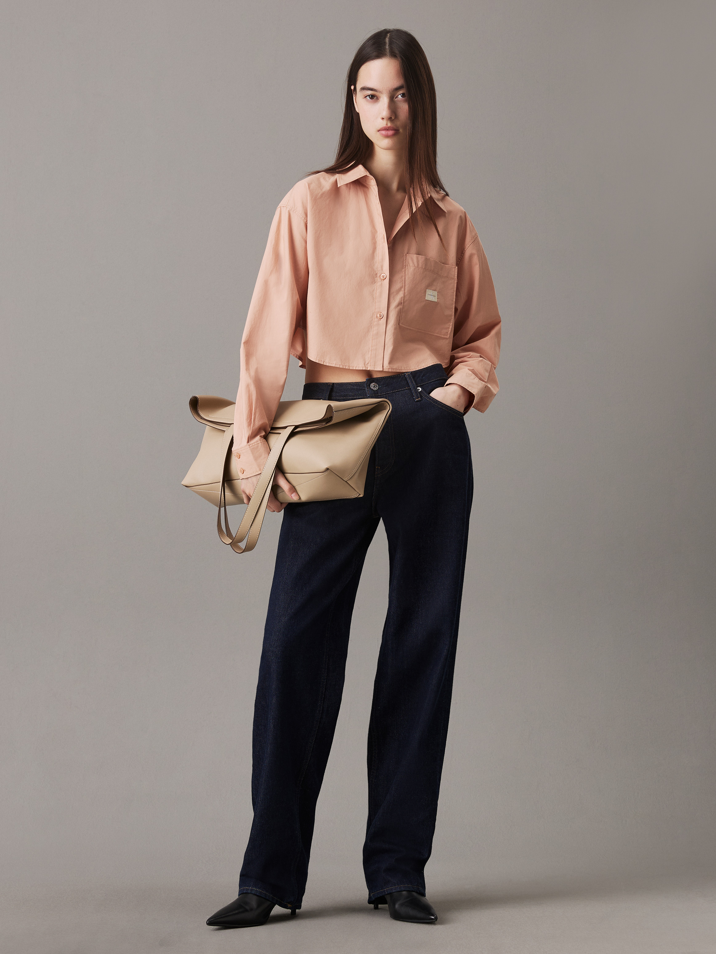 Cropped Cotton Poplin Shirt | Calvin Klein