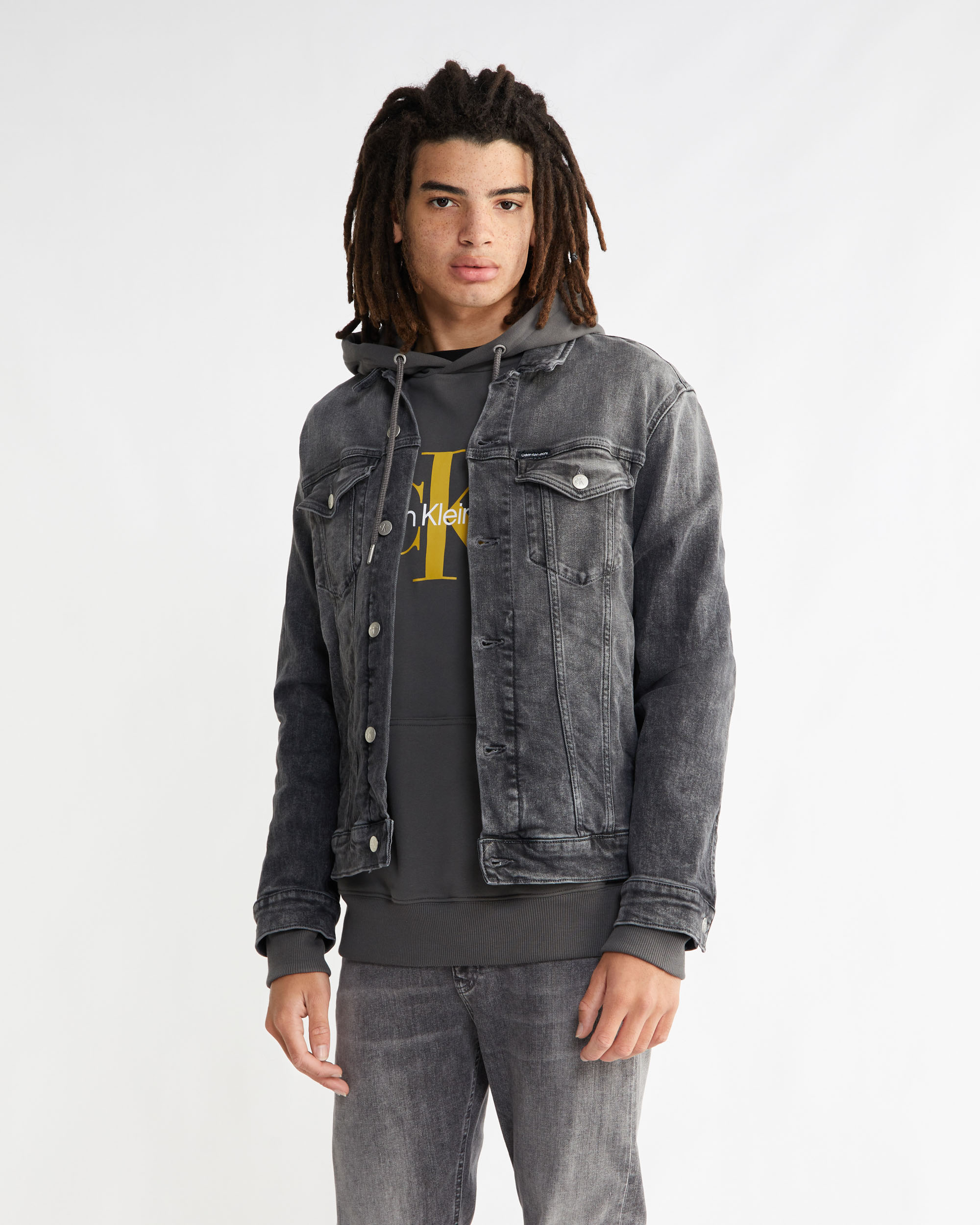 Grey hot sale jacket jeans