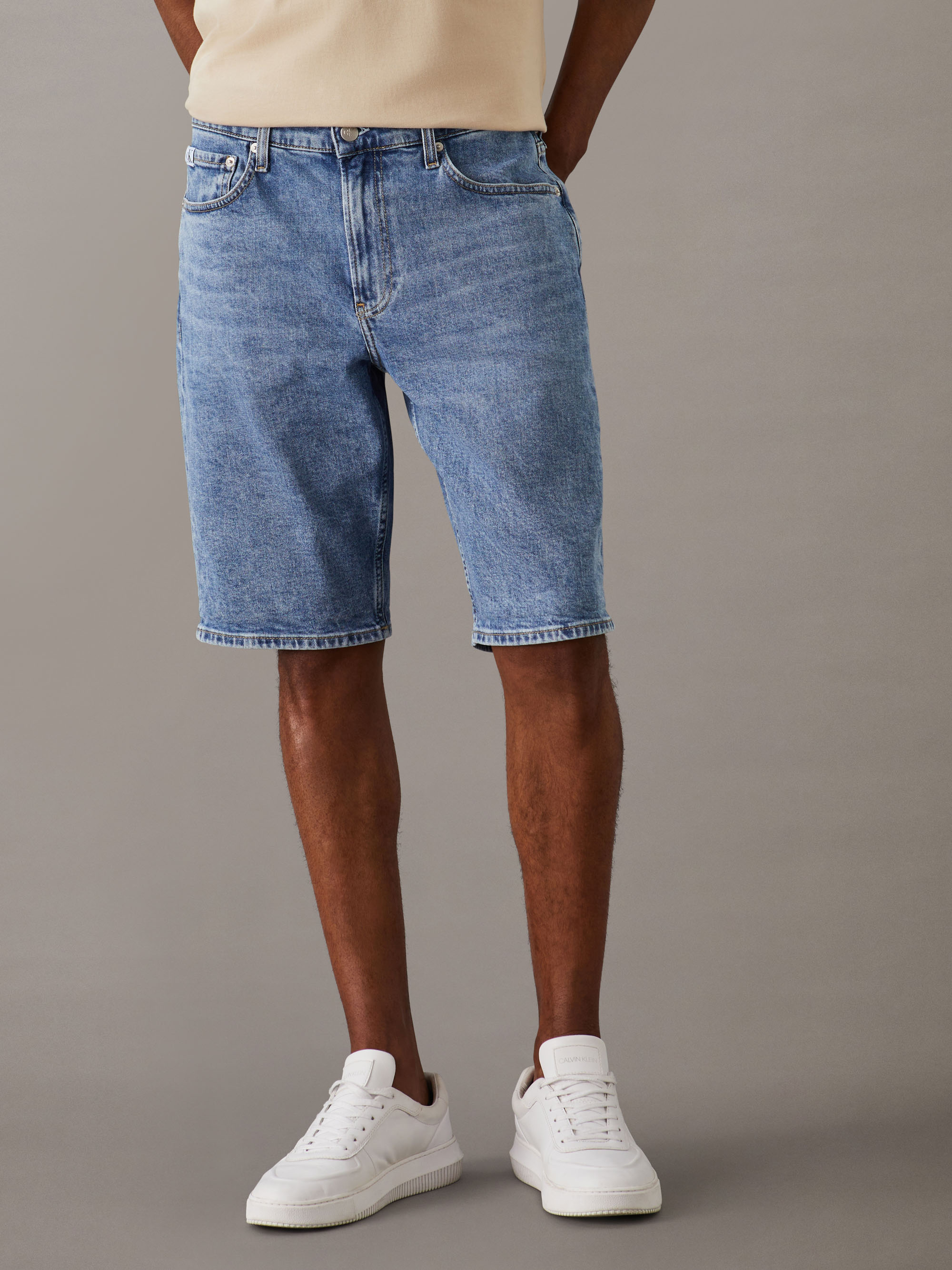 mid rise denim shorts