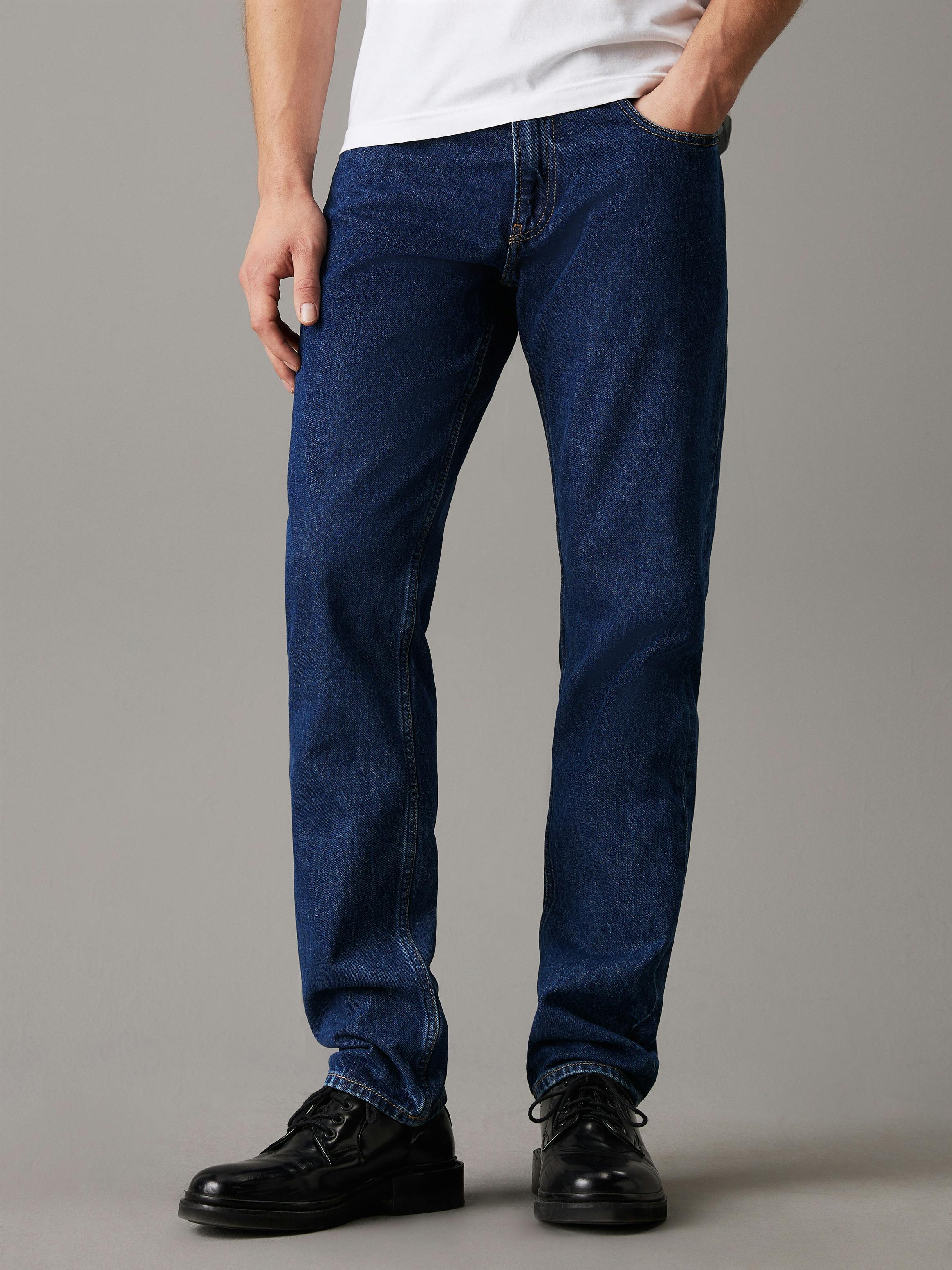 Straight Leg Jeans Dark Navy Blue Jeans Mens Classic Straight Fit