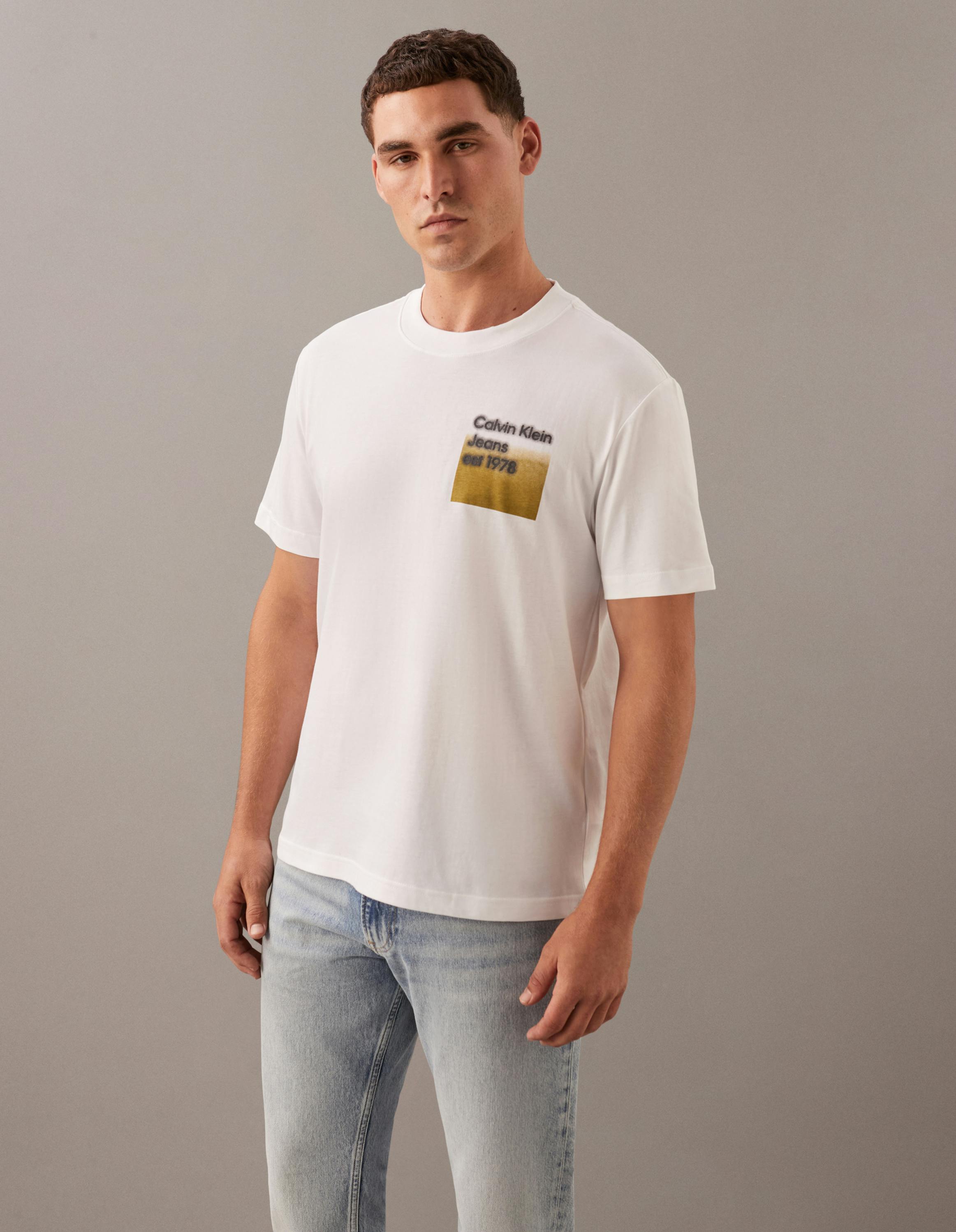 Mens Tshirt Calvin Klein Jeans Since 1978 T Shirt Faded Box Logo T