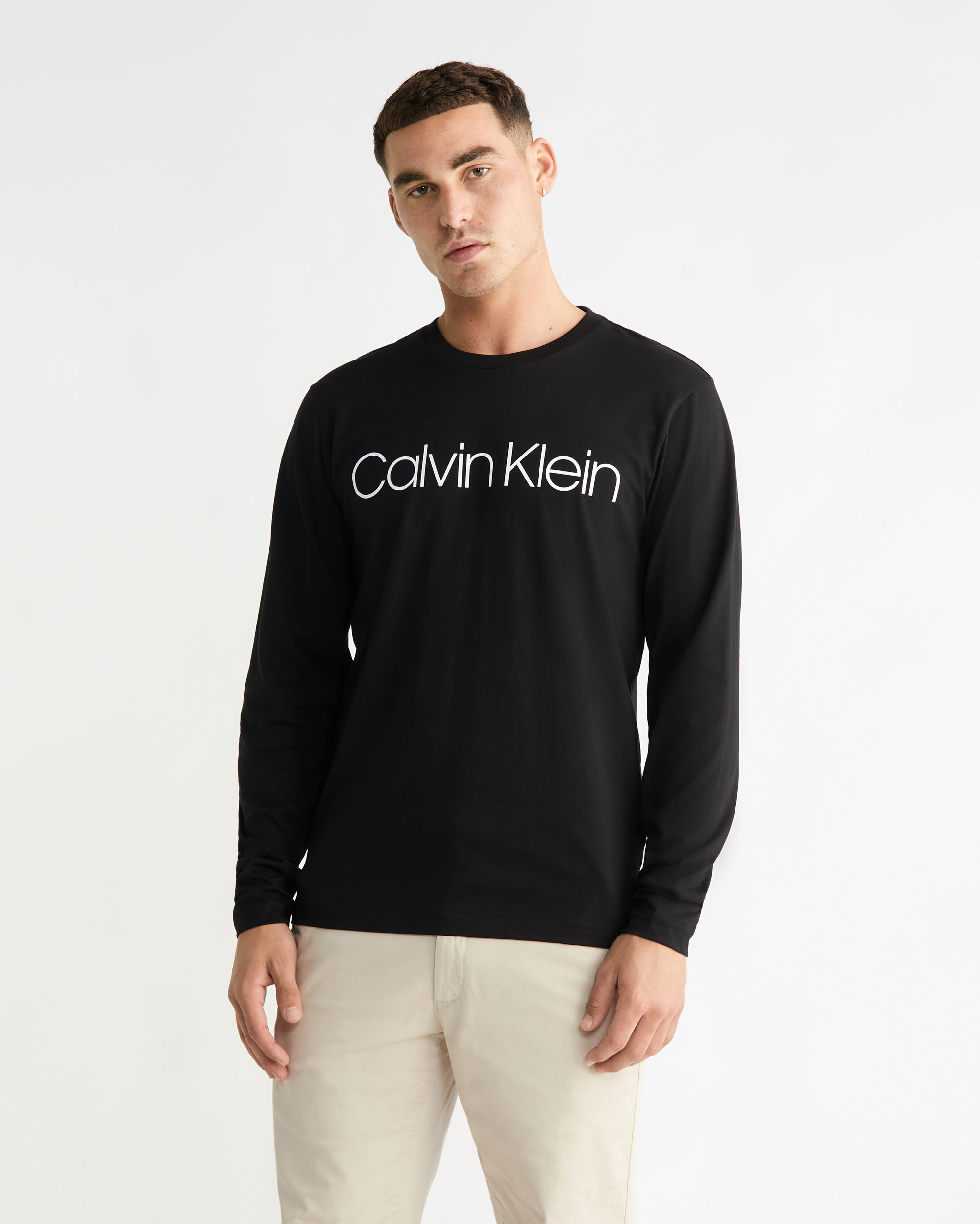 Calvin klein black discount long sleeve t shirt