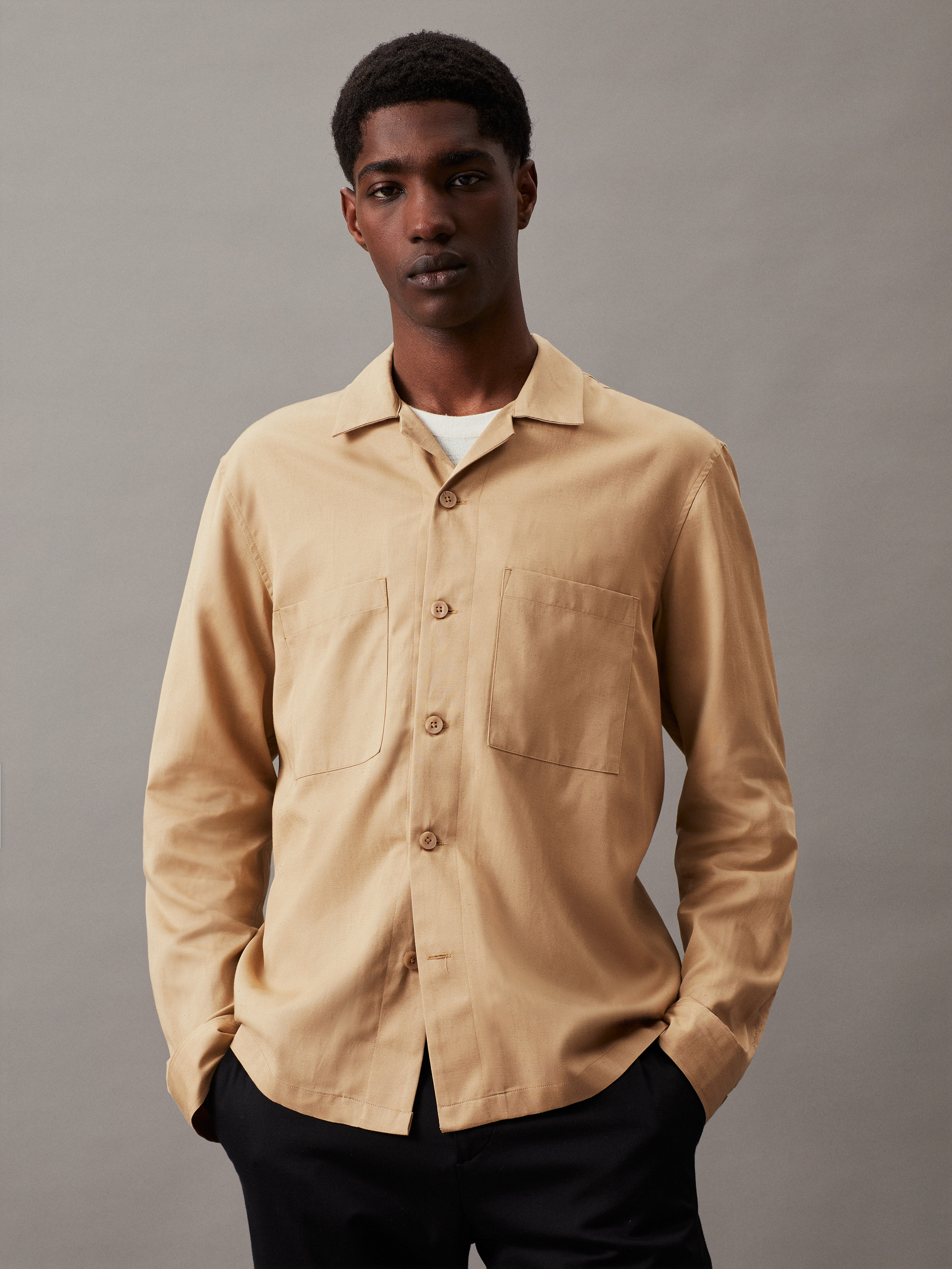 【COSYHARU】[Muscle Fit] Western Denim Linen Shirt COSYHARU】[Muscle Fit] Western Denim Linen Shirt