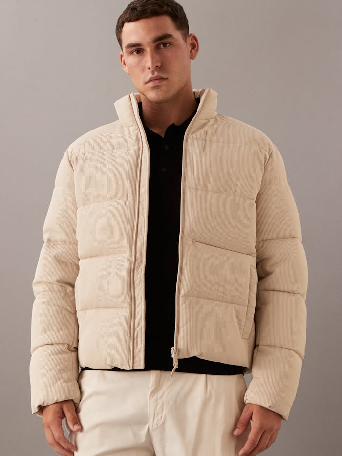 Beige Reserved Puffer Jacket Clara Cream Short Crop Puffer Coat