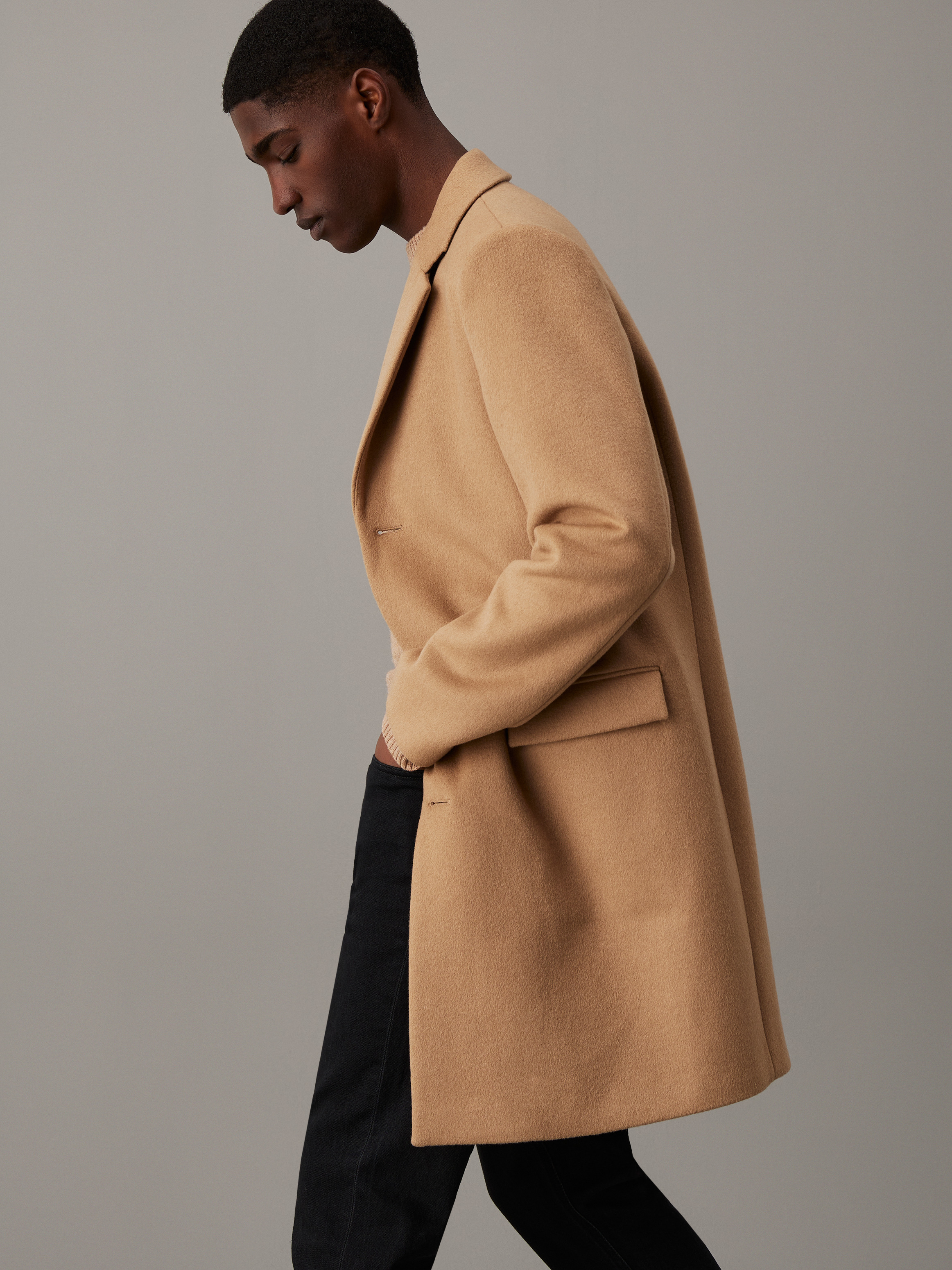 calvin klein tobacco coat Cashmere Wool Wrap Camel Wool Coat Calvin Klein Women Single Breasted Wool Blend button front and notch lapel keep the style timeless and office Car Coat Calvin Klein Tobacco