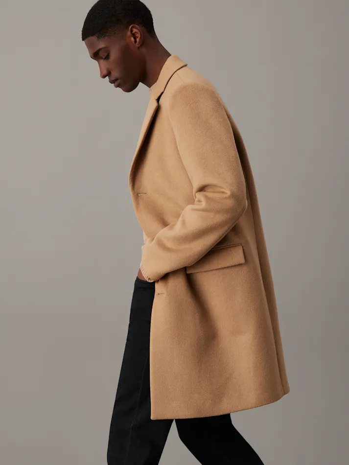calvin klein tobacco coat Cashmere Wool Wrap Camel Wool Coat Calvin Klein Women Single Breasted Wool Blend button front and notch lapel keep the style timeless and office Car Coat Calvin Klein Tobacco