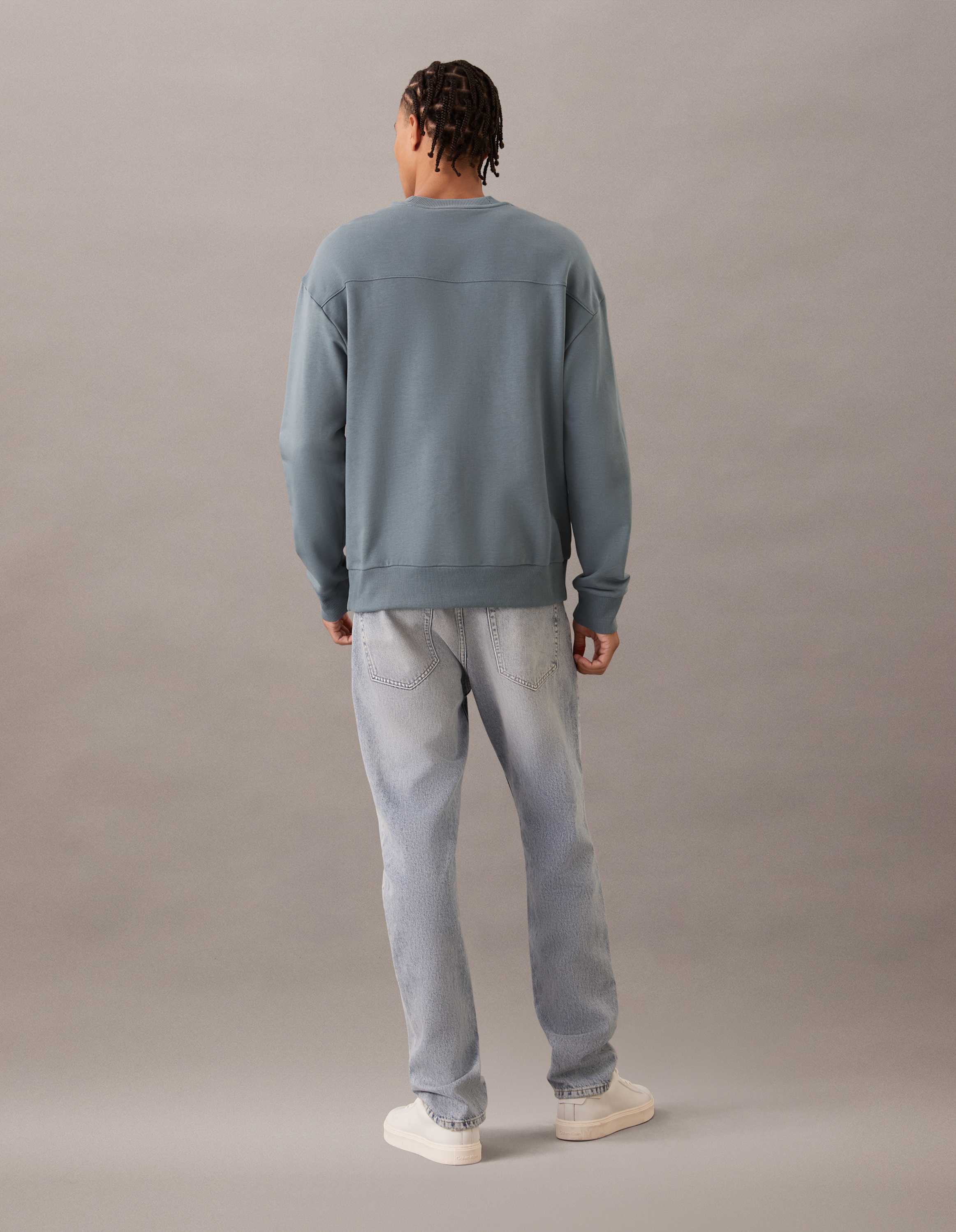 カルバン クライン   SS FLOCKED LOGO CREW （BARITONE BLUE） Calvin Klein SS FLOCKED LOGO CREW