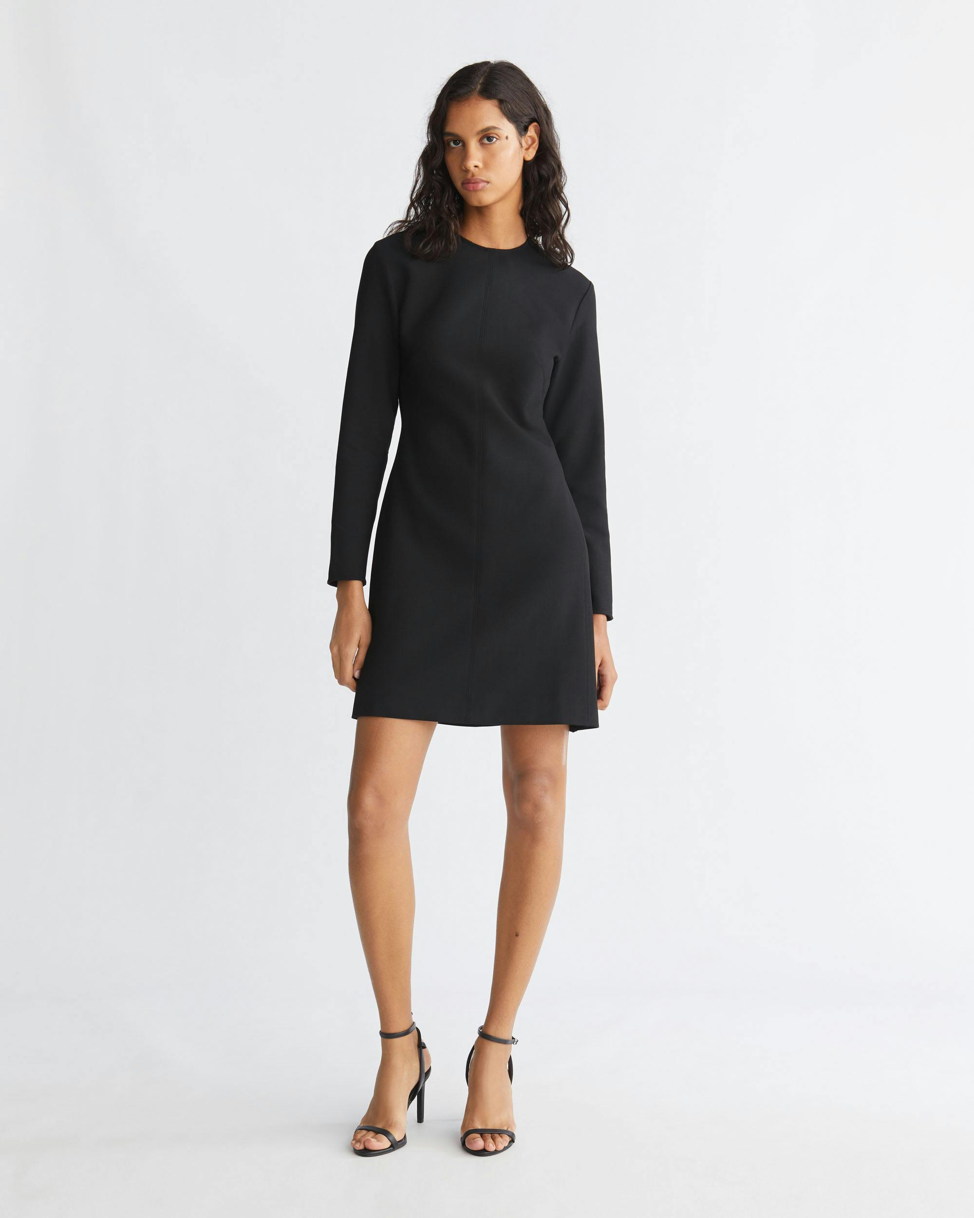 Dress Calvin Klein V Neck Long Sleeve Crepe Long Sleeve Mini Dress Calvin  Klein