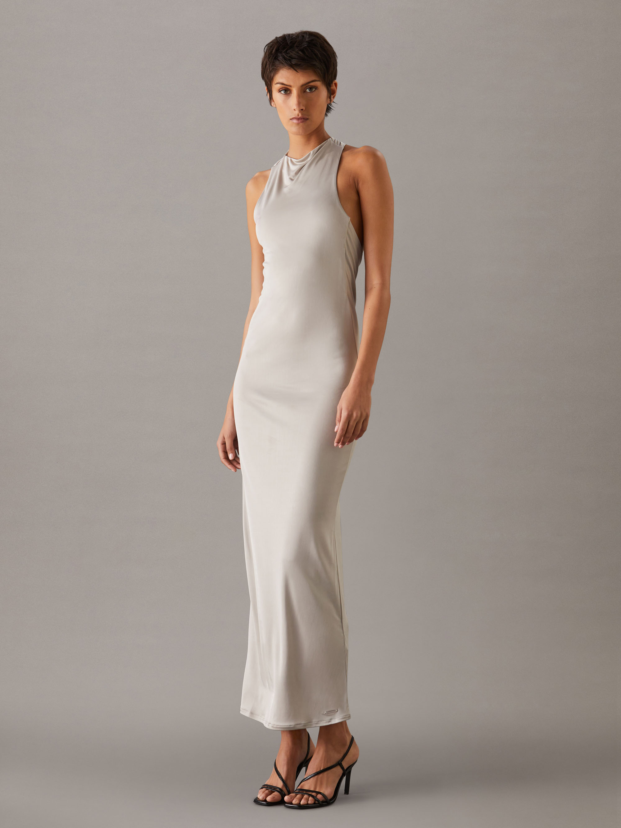 halter neck yellow dress Farrah Broderie Anglaise Halterneck Midaxi Dress in Lemon Yellow main image 1