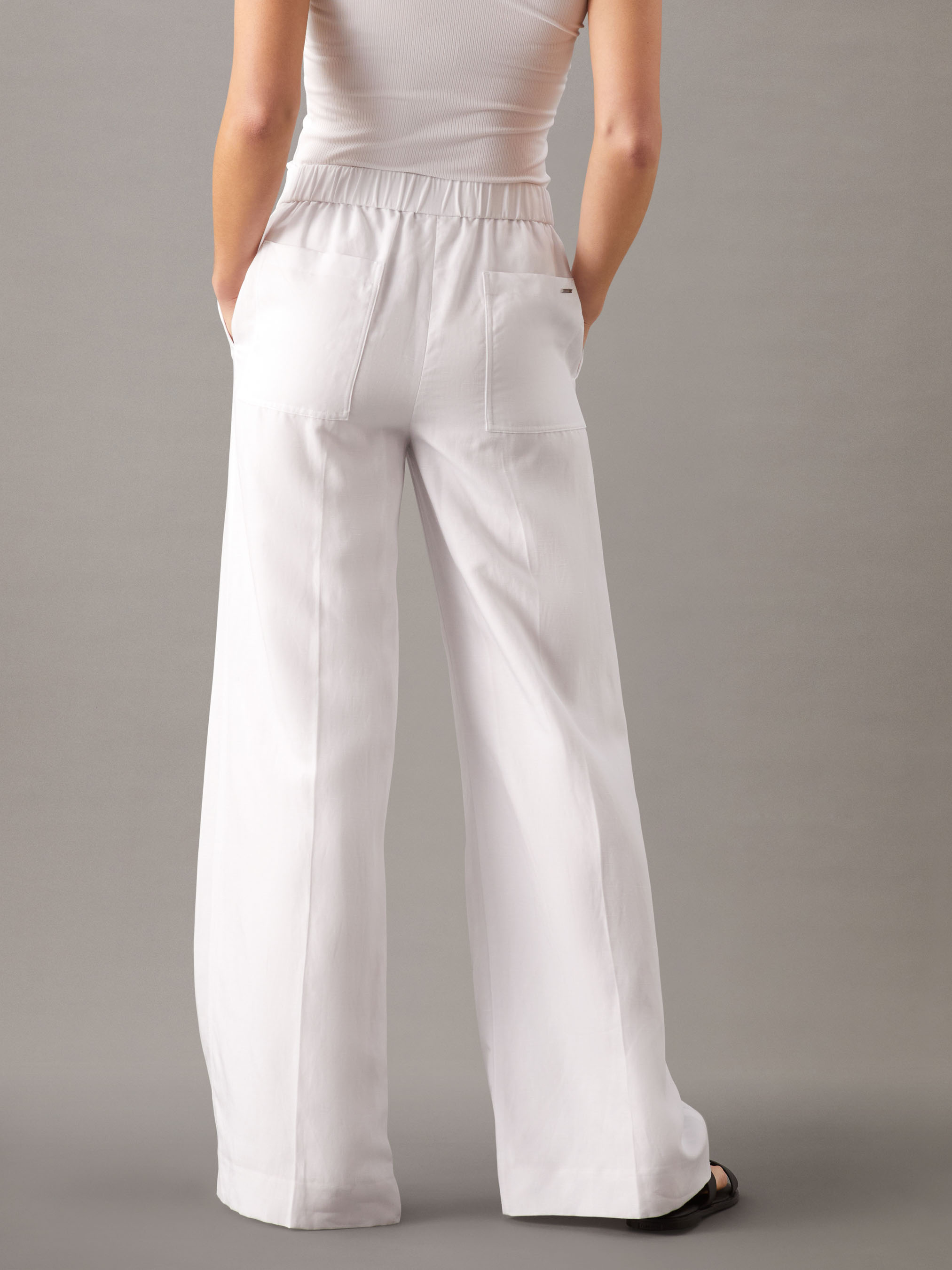 Wide Leg Linen Blend Pants | Calvin Klein
