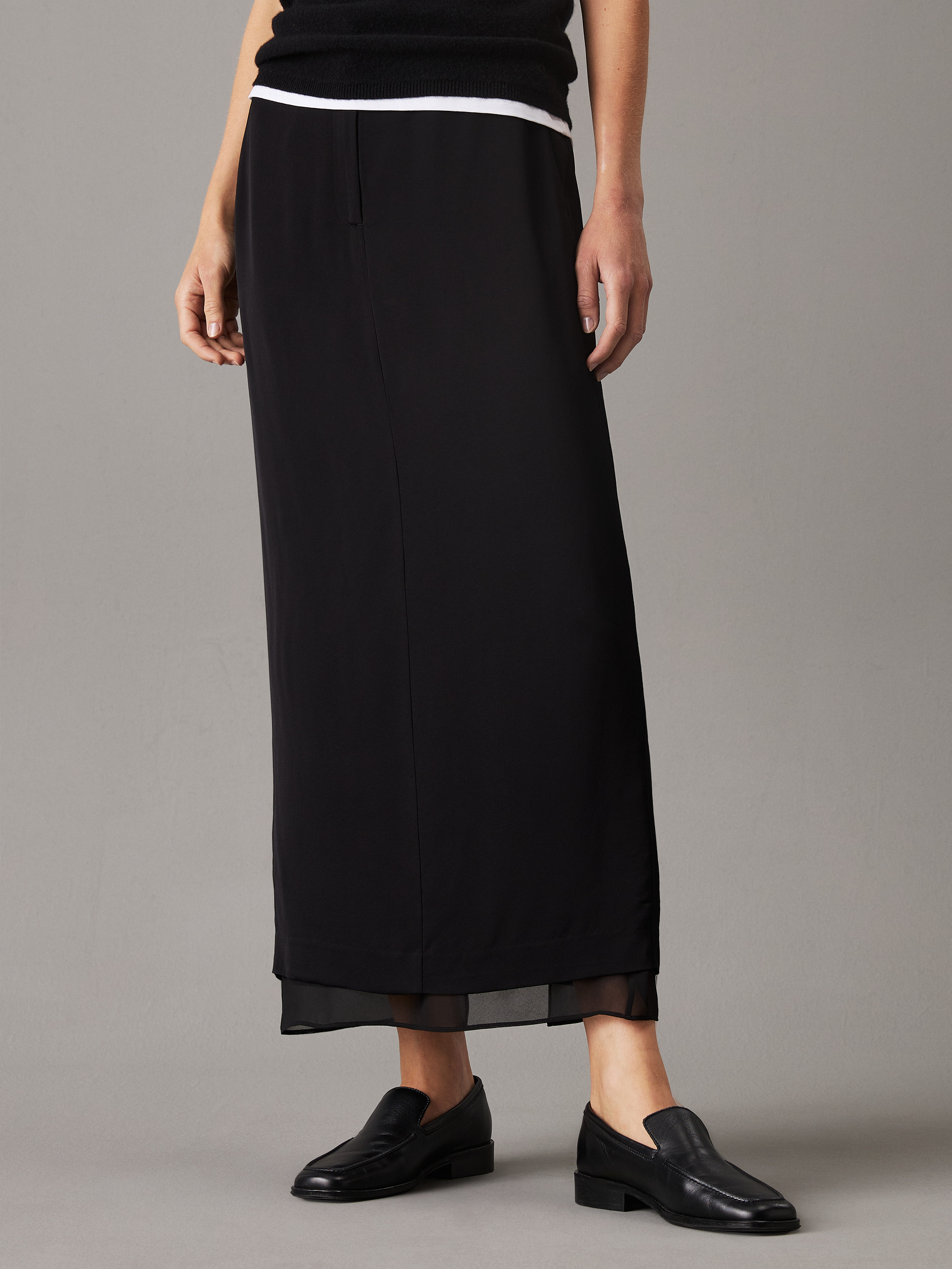Sheer Panel Ankle Skirt