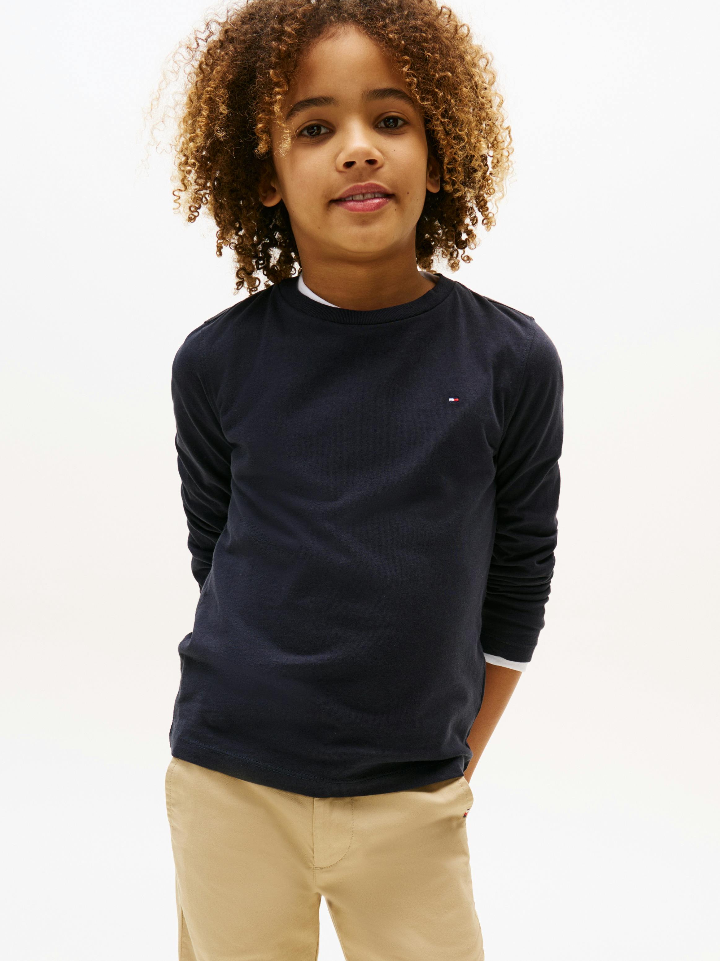 Boys 8-16 Basic Crew Knit Long Sleeve T-Shirt | T-Shirts | Tommy 