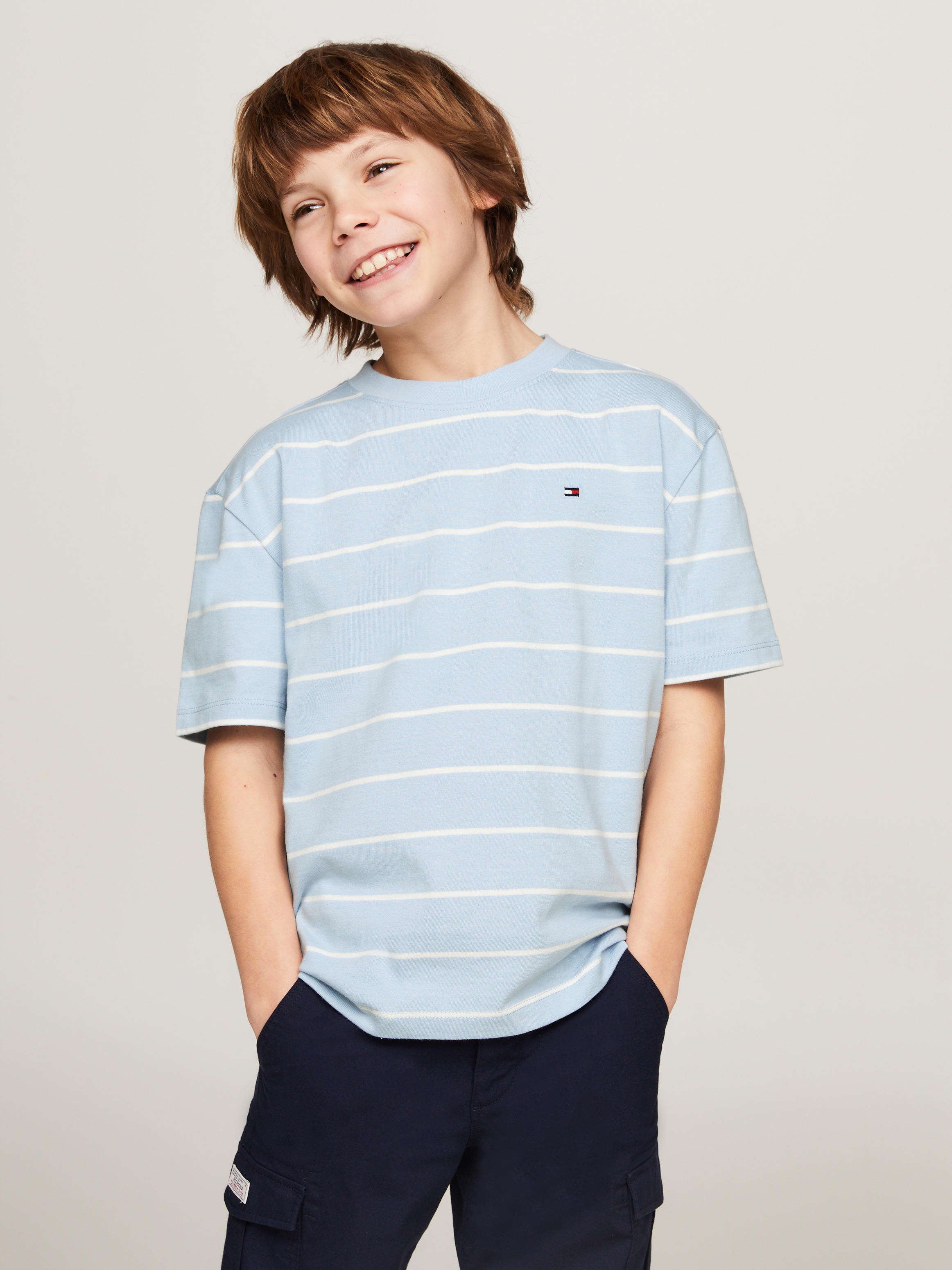 Boys 8-16 Stripe Flag Embroidery T-Shirt | T-Shirts | Tommy Kids