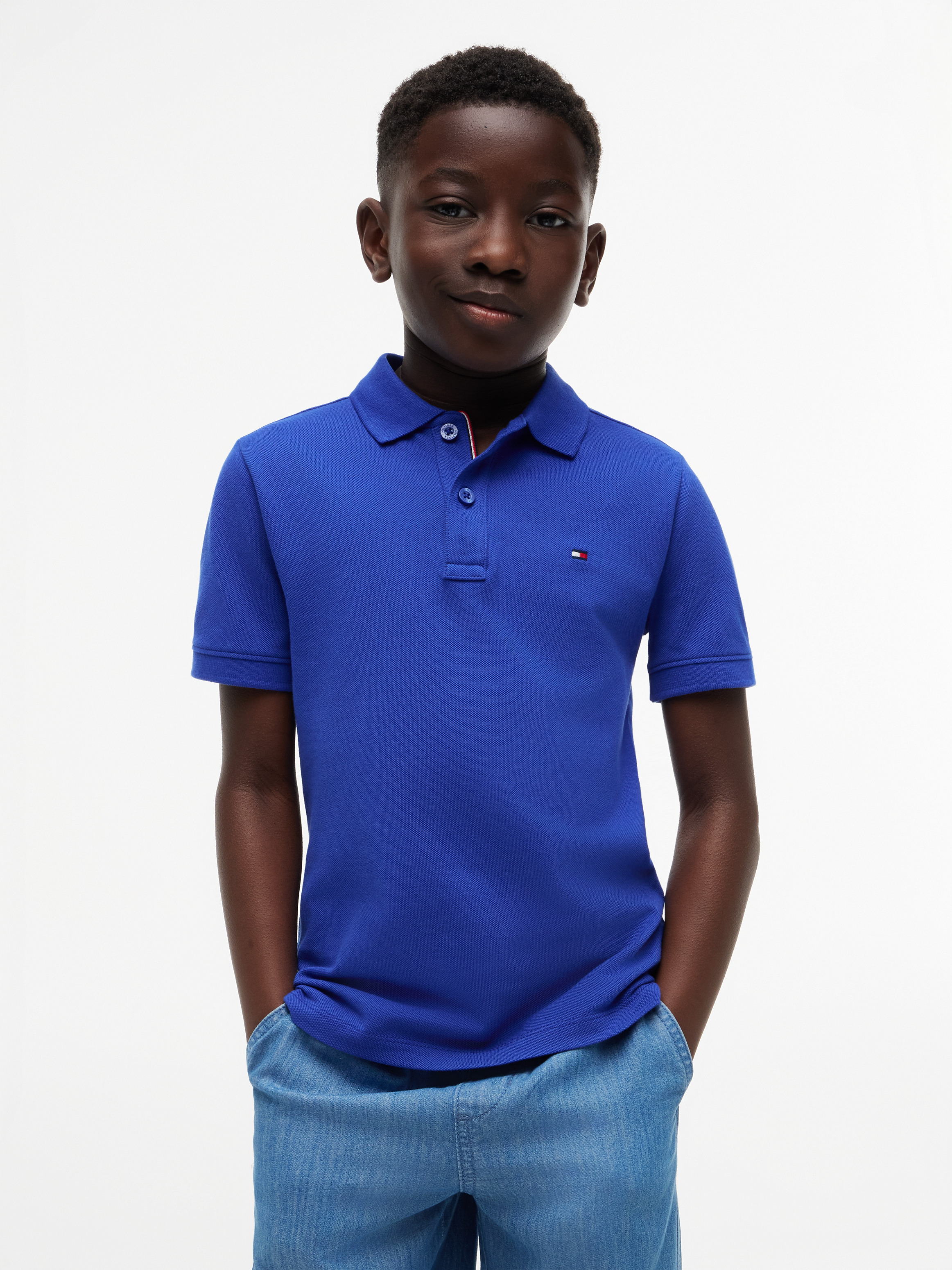 Boys 8-16 Essential Flag Embroidery Regular Fit Polo