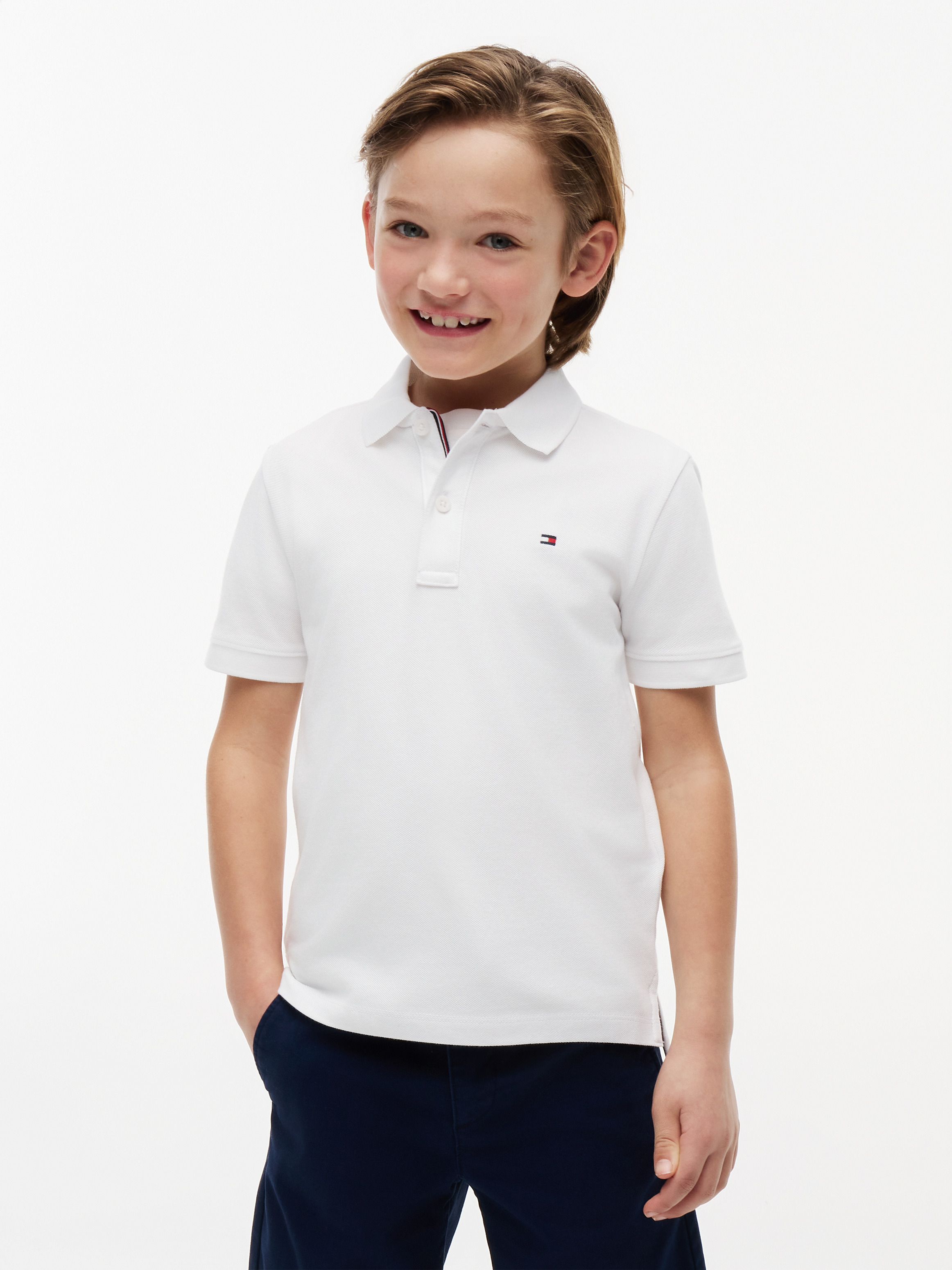 Boys 8-16 Essential Flag Embroidery Regular Fit Polo
