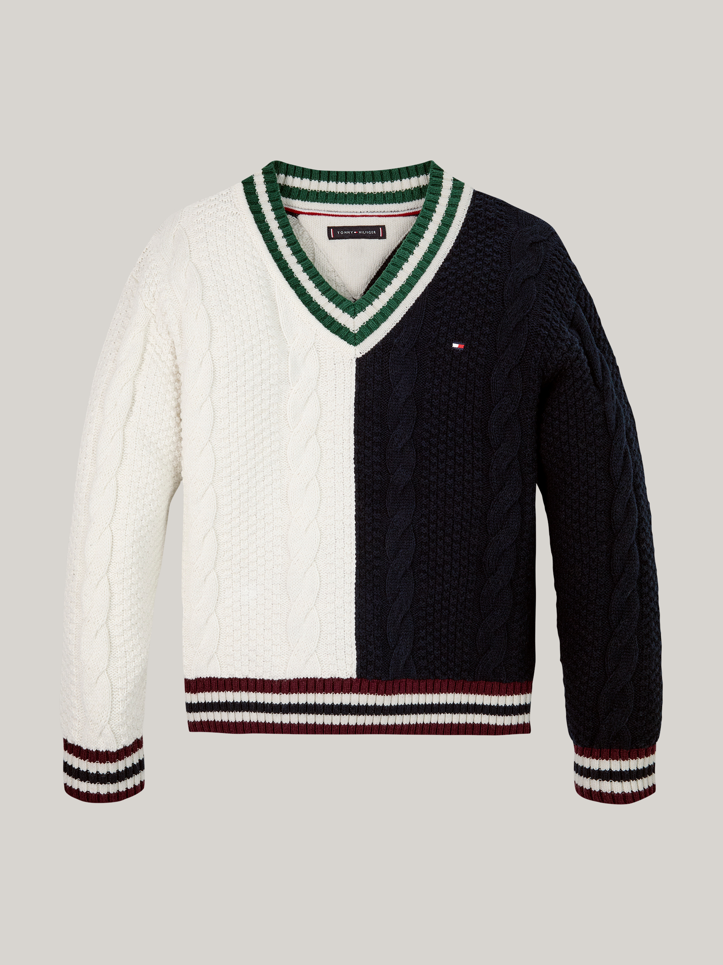 tomi☆ Boys 3-7 Cable Knit V-Neck Jumper | Knitwear | Tommy Kids