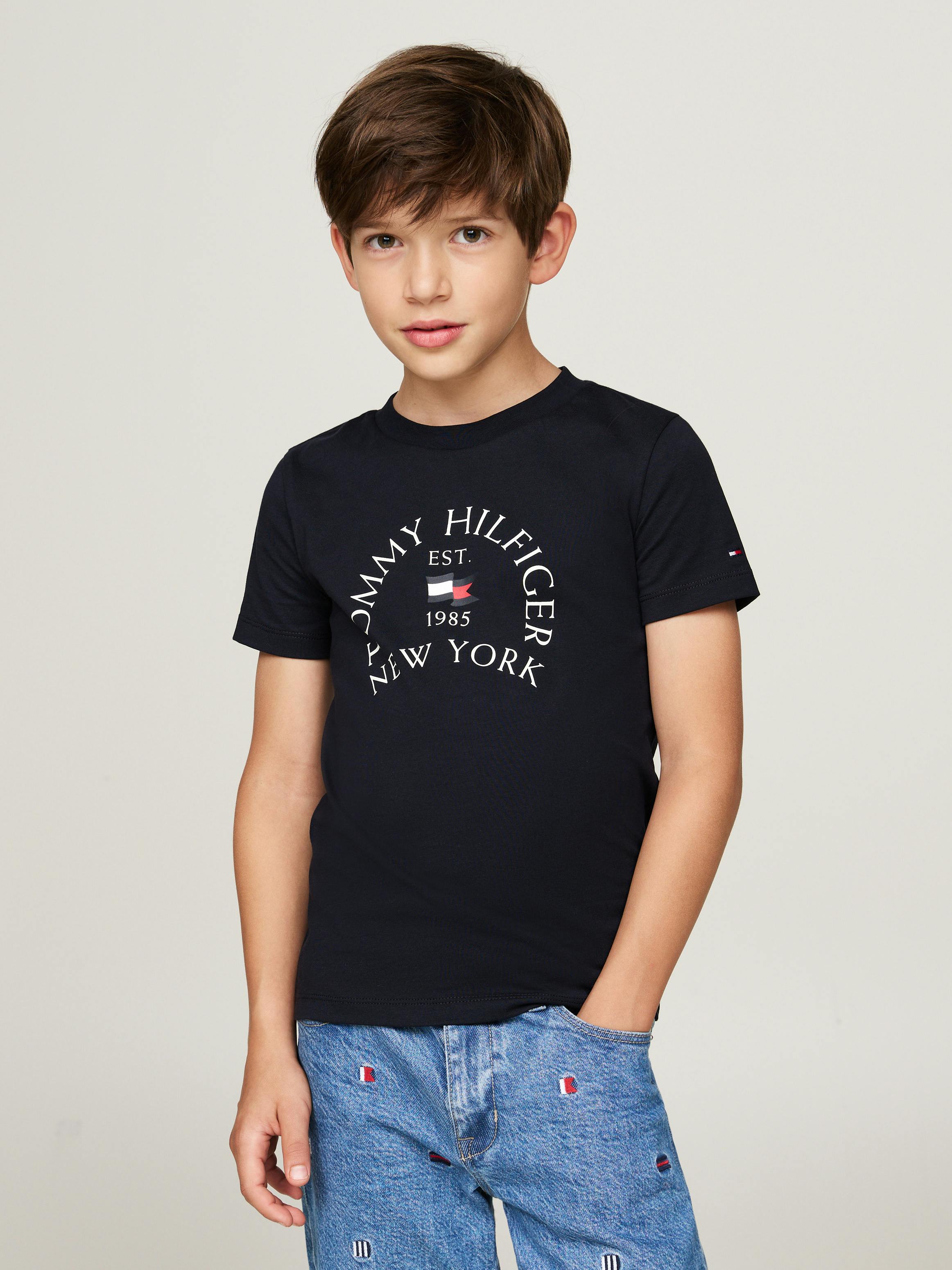 Boys 8-16 Logo Print Crew Neck T-Shirt T-Shirts Tommy Kids