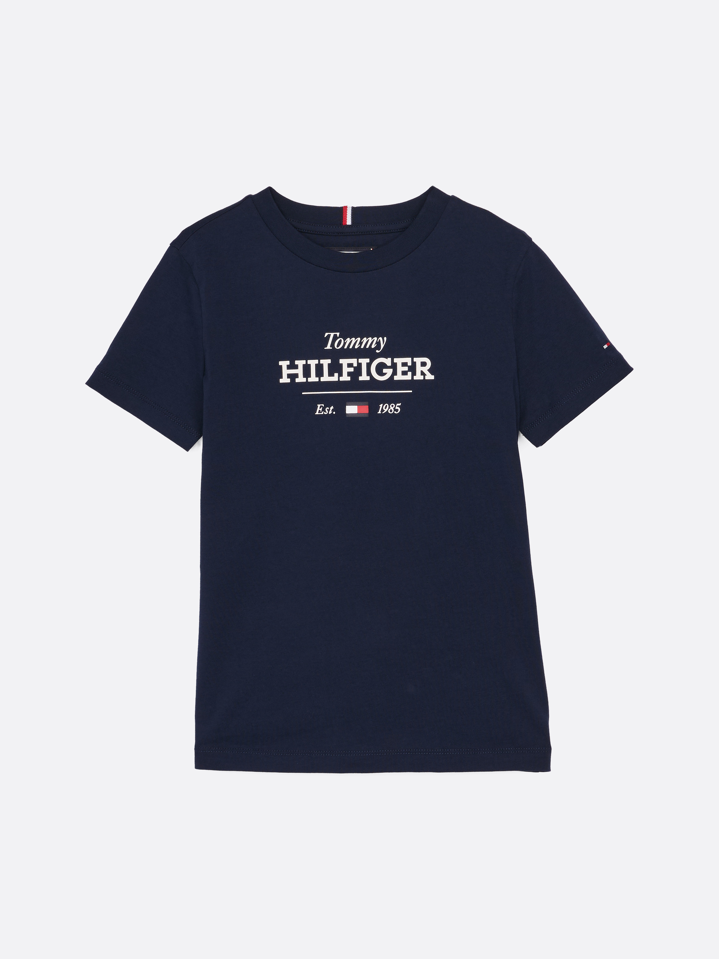 ★★ ★★ 1985 Crewneck Cotton T-Shirt NAVY T12 Boys 8-16 1985 Collection Logo T-Shirt | T-Shirts | Tommy Kids