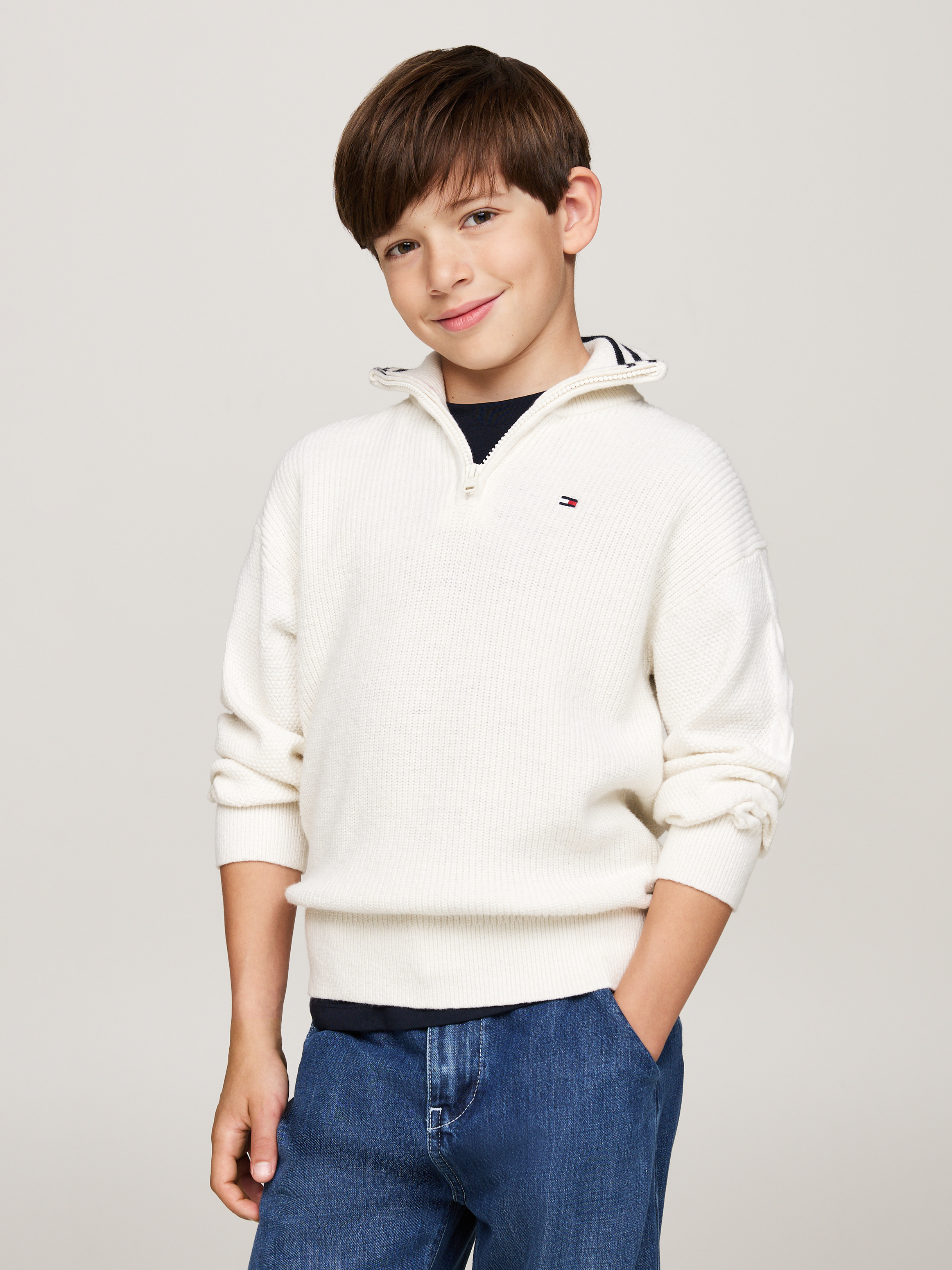 Boys 8-16 Quarter-Zip Turtleneck Jumper | Knitwear | Tommy Kids