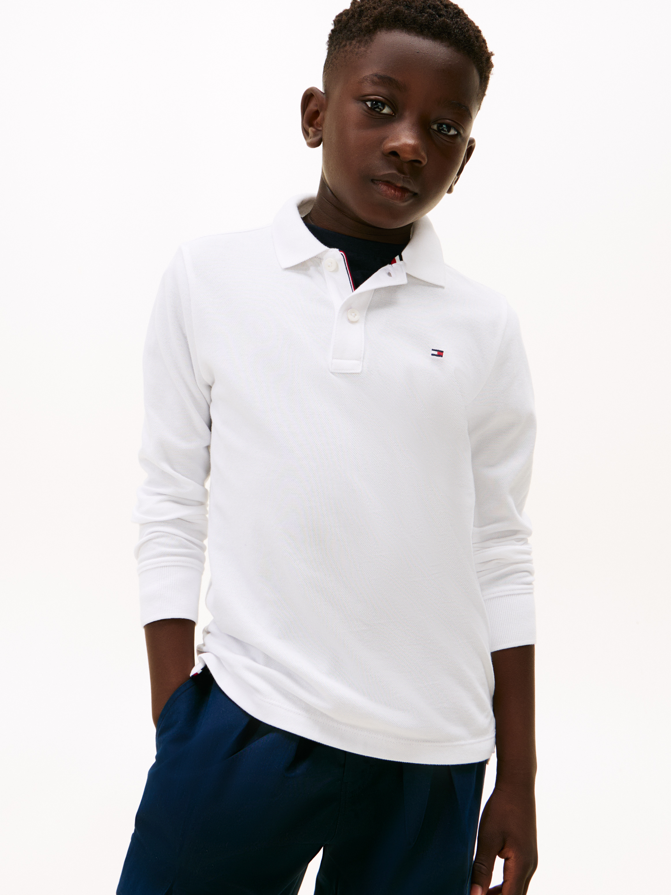 Boys 8-16 Regular Fit Pique Long Sleeve Polo Shirt