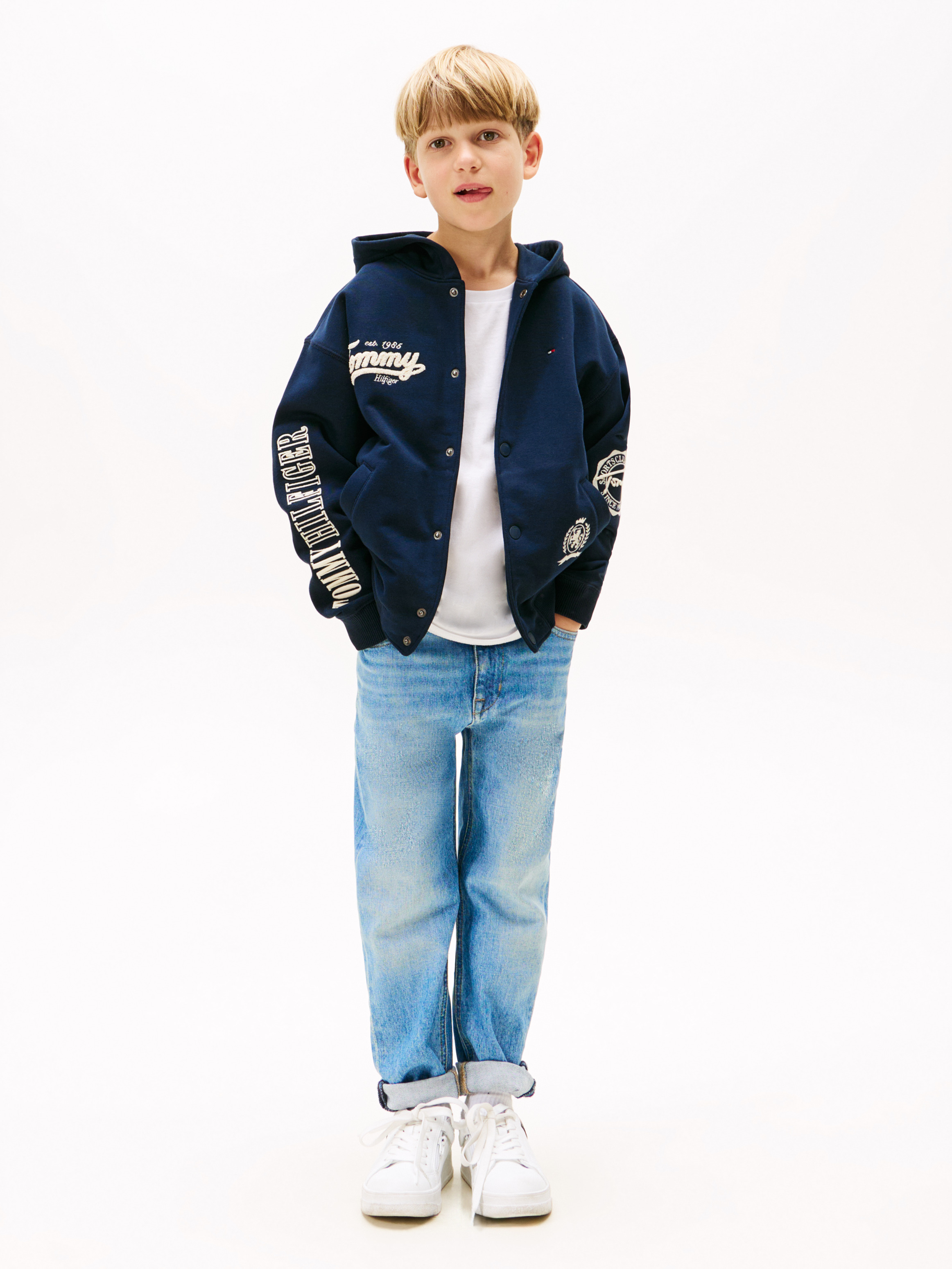 トップス c-boy style Raw Mode (No.116) Boys 8-16 Varsity Mixed Graphic Snap-Button Hoody | Sweatshirts