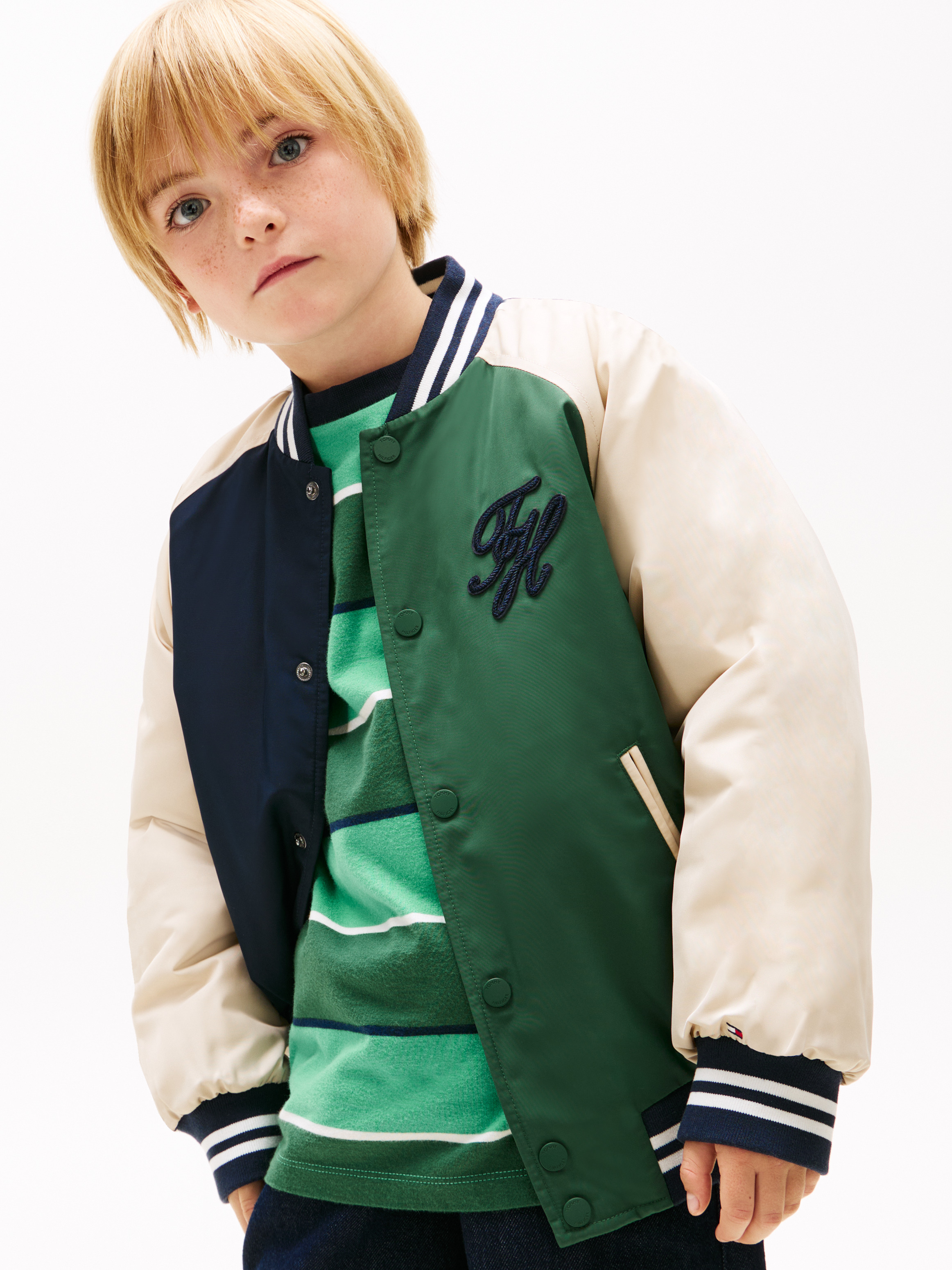 Boys 8-16 Logo Embroidery Relaxed Raglan Bomber Jacket
