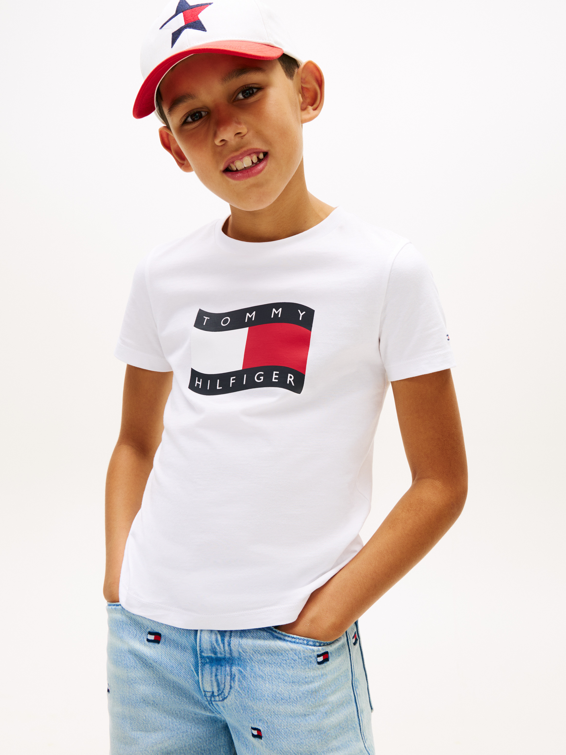 Boys 8-16 Wavy Flag Jersey Crew Neck T-Shirt