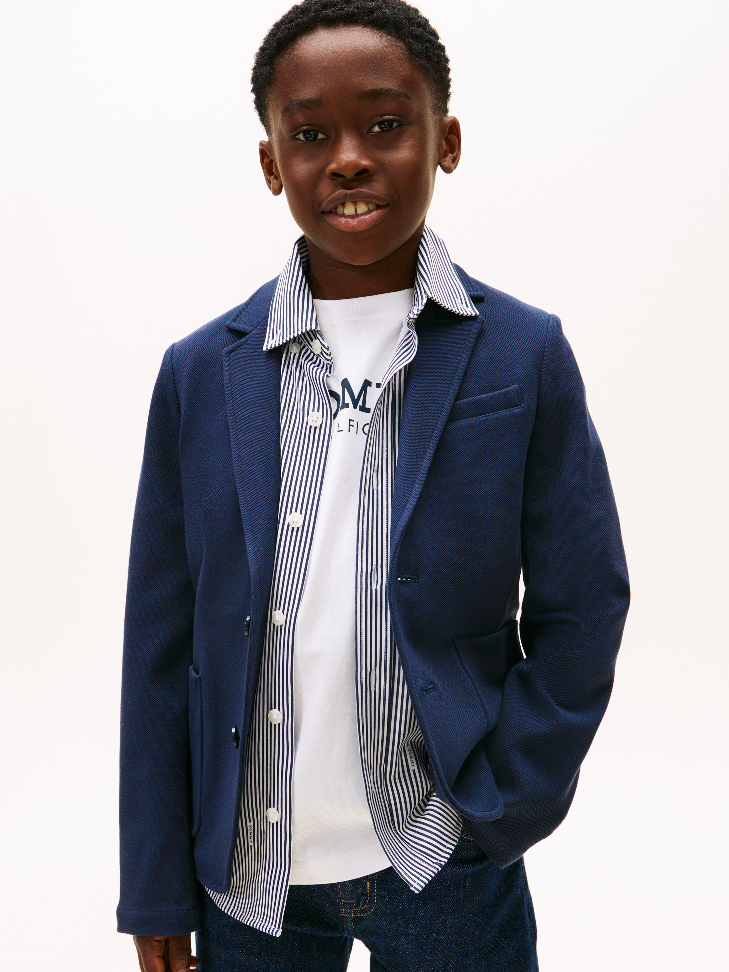 Boys 8-16 Festive Pique Texture Regular Fit Blazer