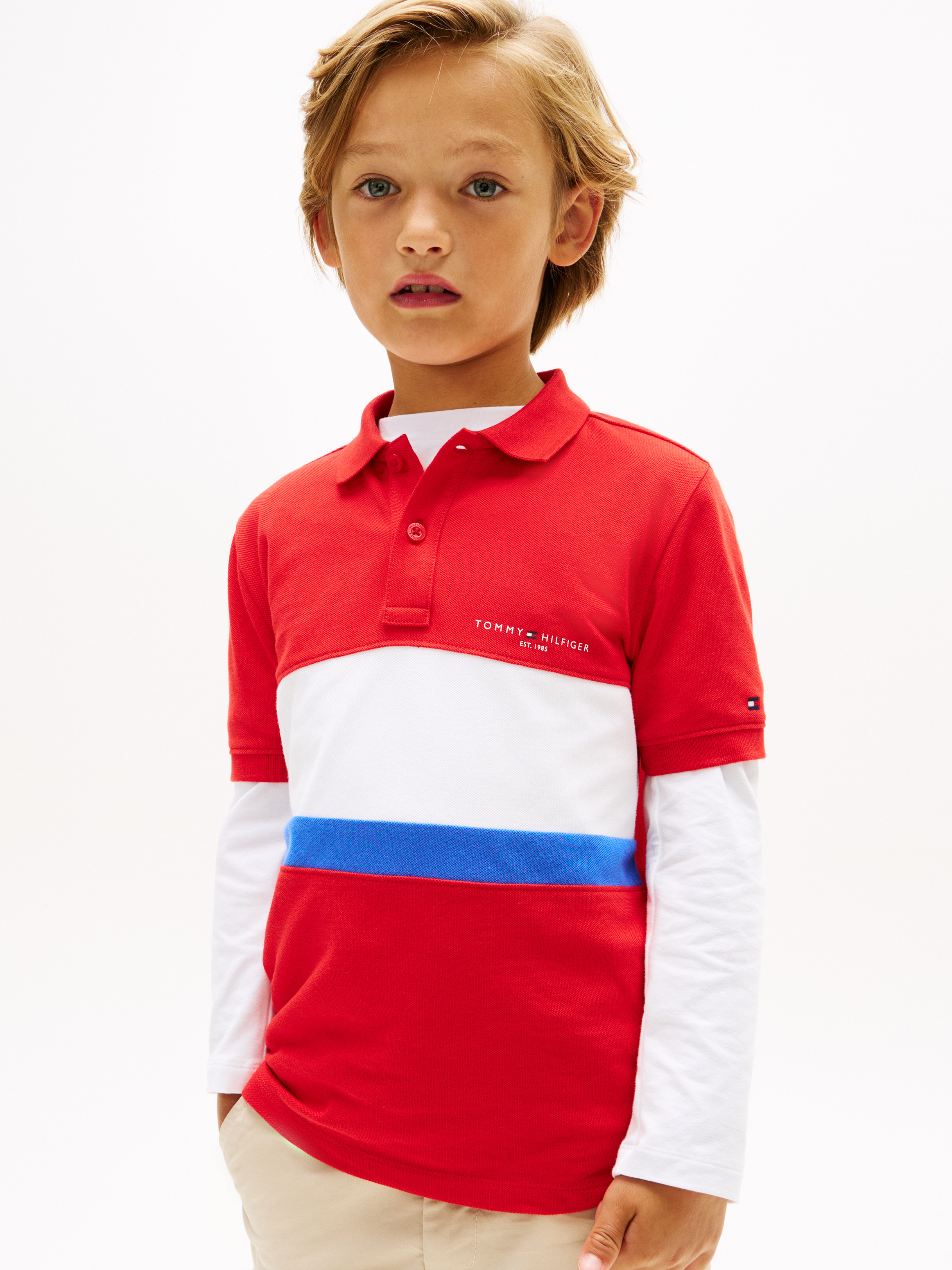 Boys 8-16 Regular Fit Colour-Blocked Pique Polo Shirt