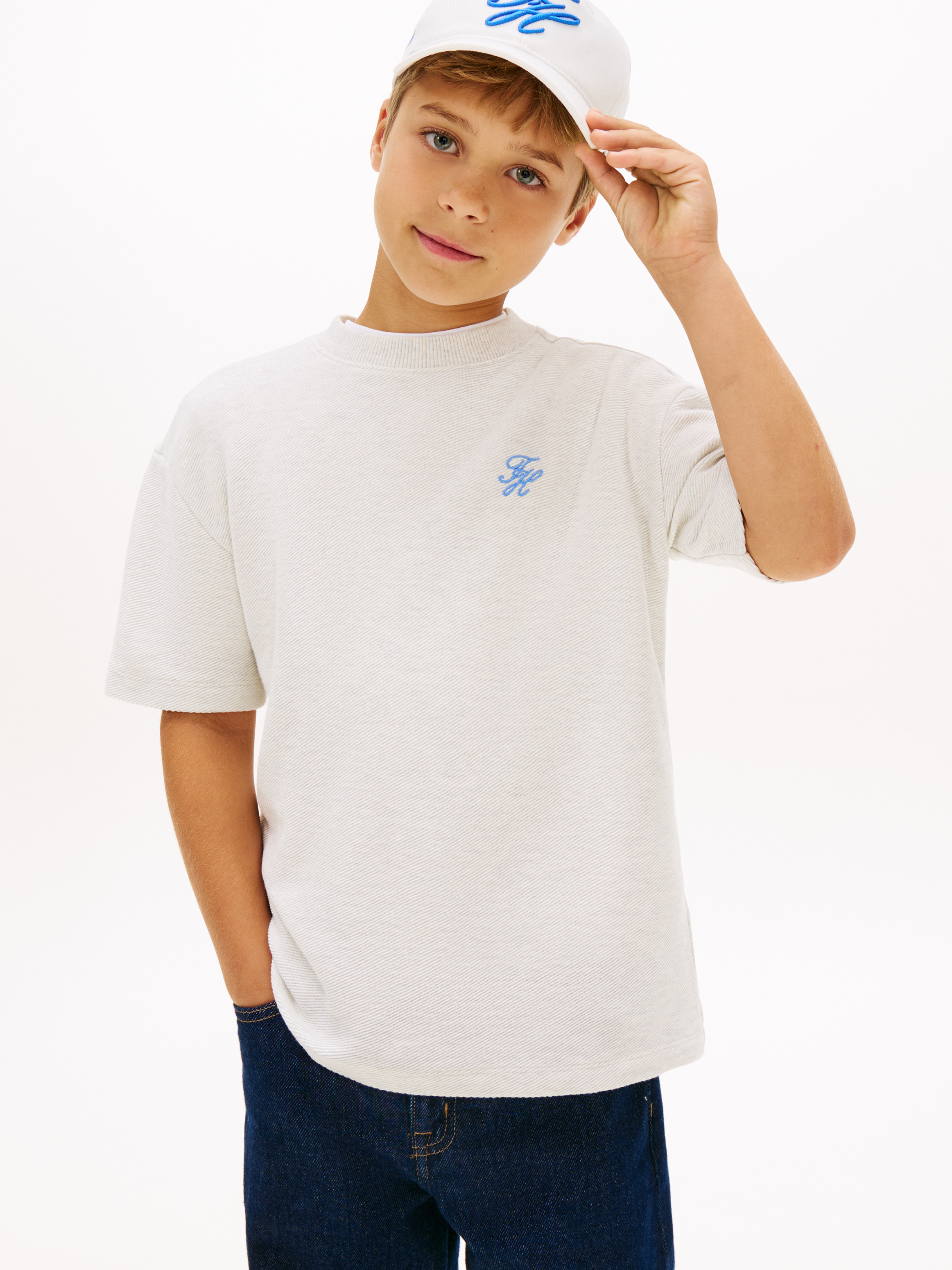 Boys 8-16 Logo Embroidery Jersey Twill T-Shirt